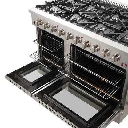 Forno Galiano 48-Inch Freestanding Gas Range, Stainless Steel, 8 Burners, 107,000 BTU, Double Ovens - Image 8