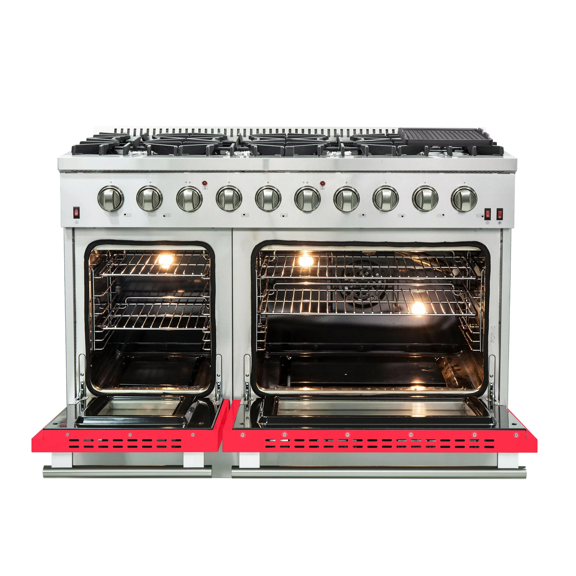 Forno Galiano 48-Inch Freestanding Gas Range, 8 Burners, with Color Doors - Image 10