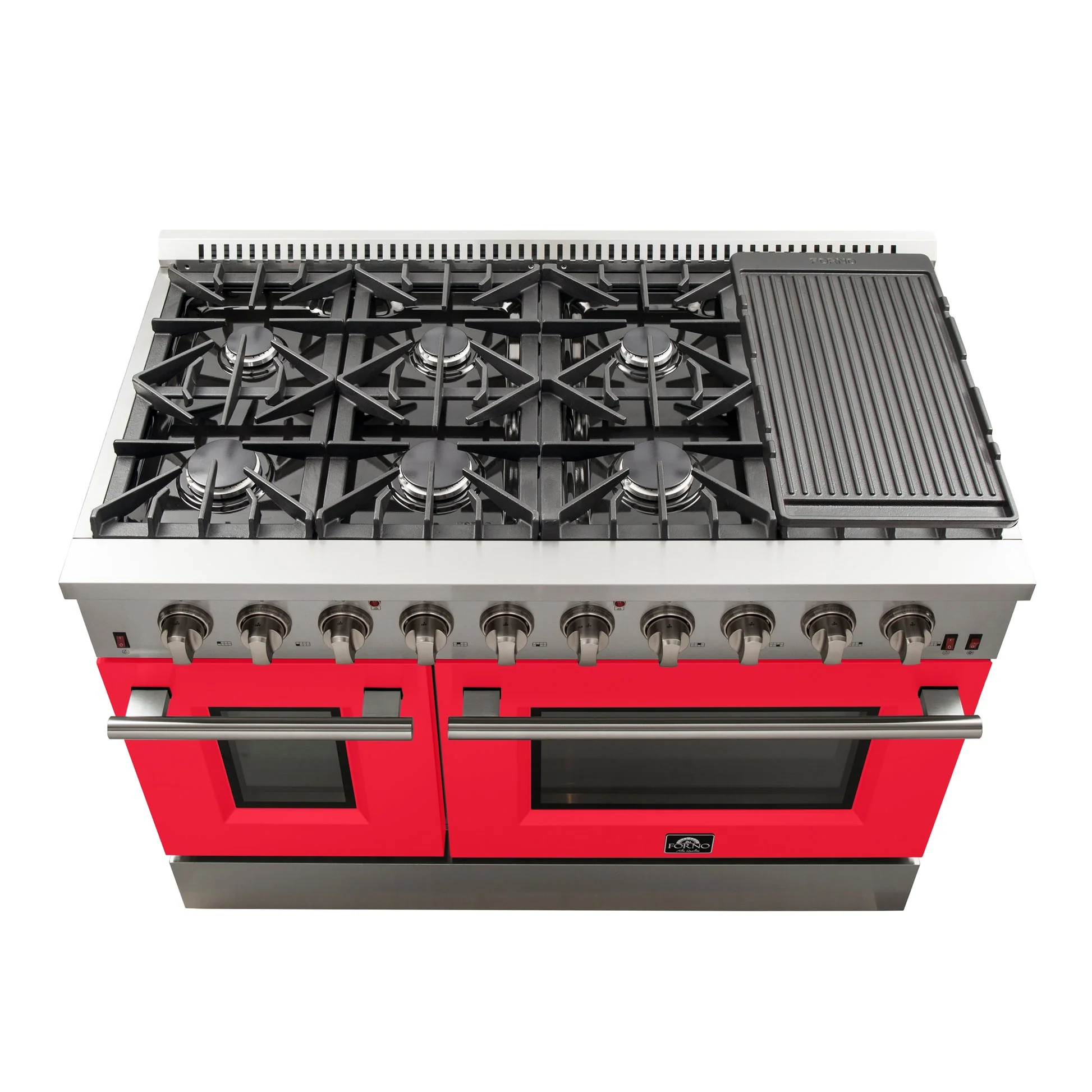 Forno Galiano 48-Inch Freestanding Gas Range, 8 Burners, with Color Doors - Image 12