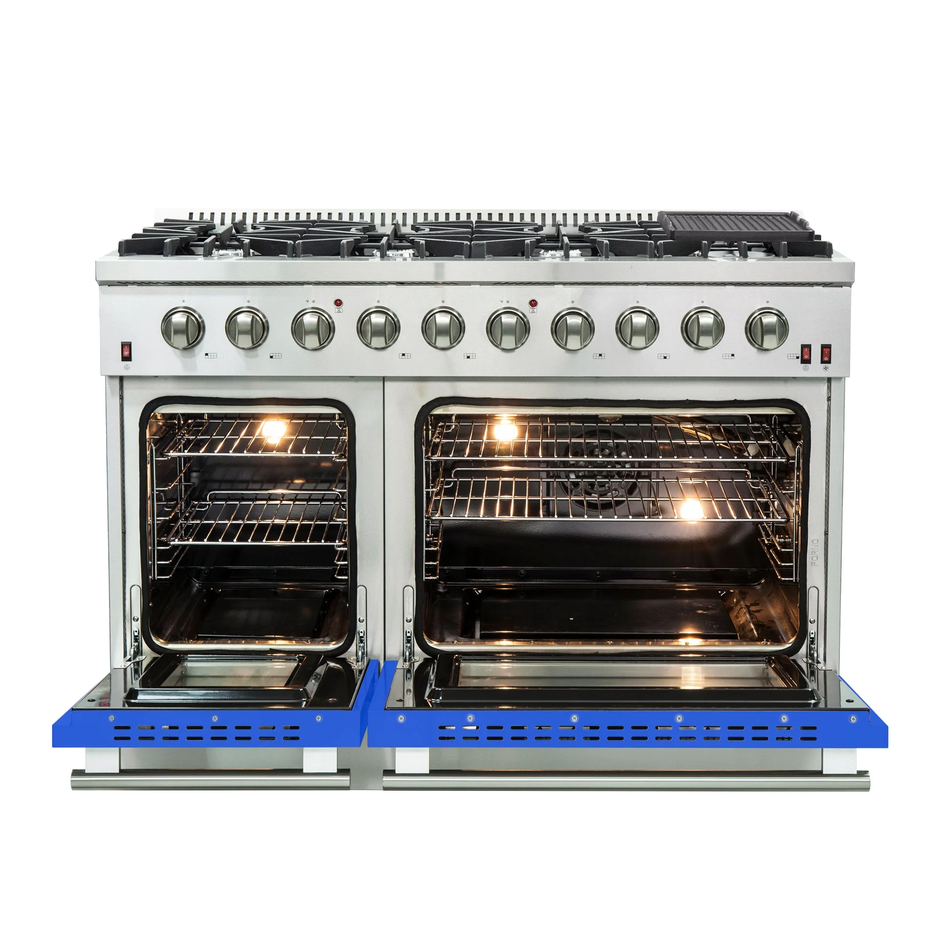 Forno Galiano 48-Inch Freestanding Gas Range, 8 Burners, with Color Doors - Image 4