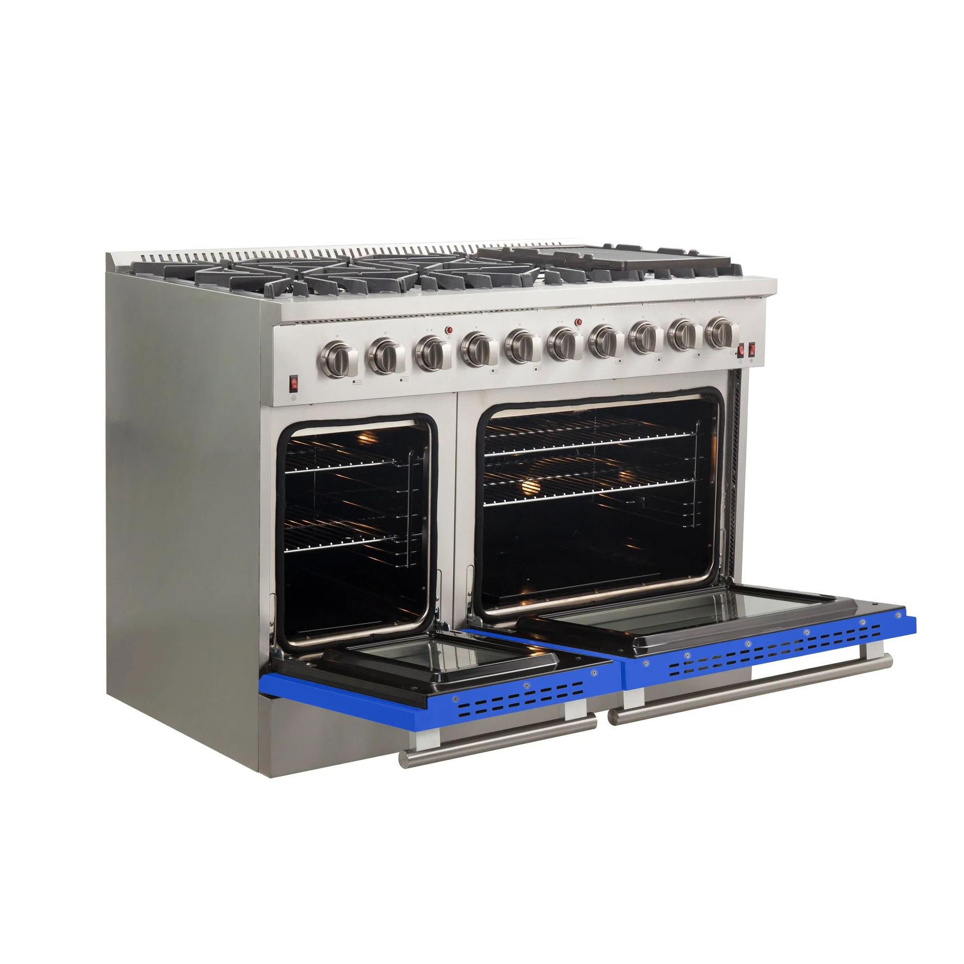 Forno Galiano 48-Inch Freestanding Gas Range, 8 Burners, with Color Doors - Image 5