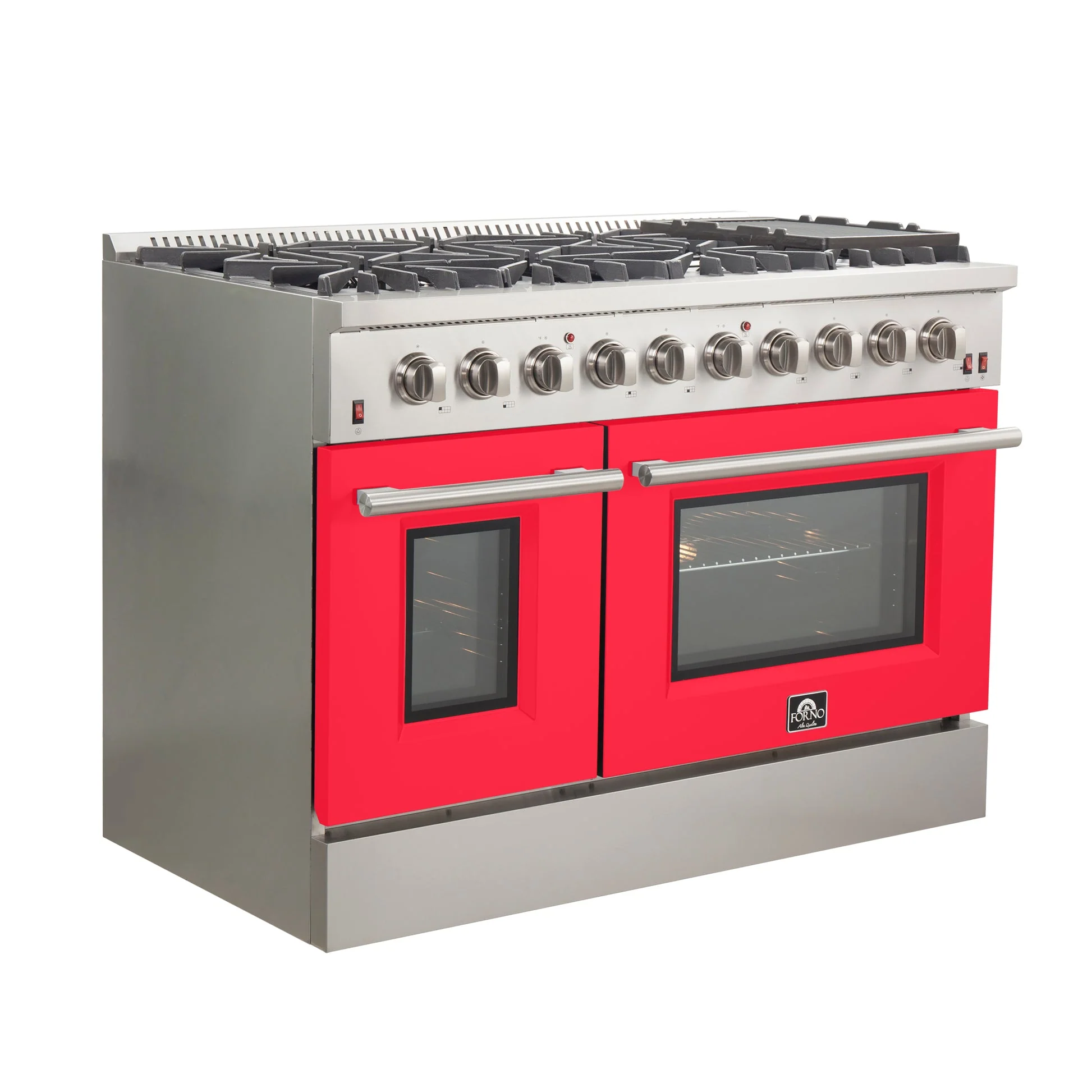 Forno Galiano 48-Inch Freestanding Gas Range, 8 Burners, with Color Doors - Image 8