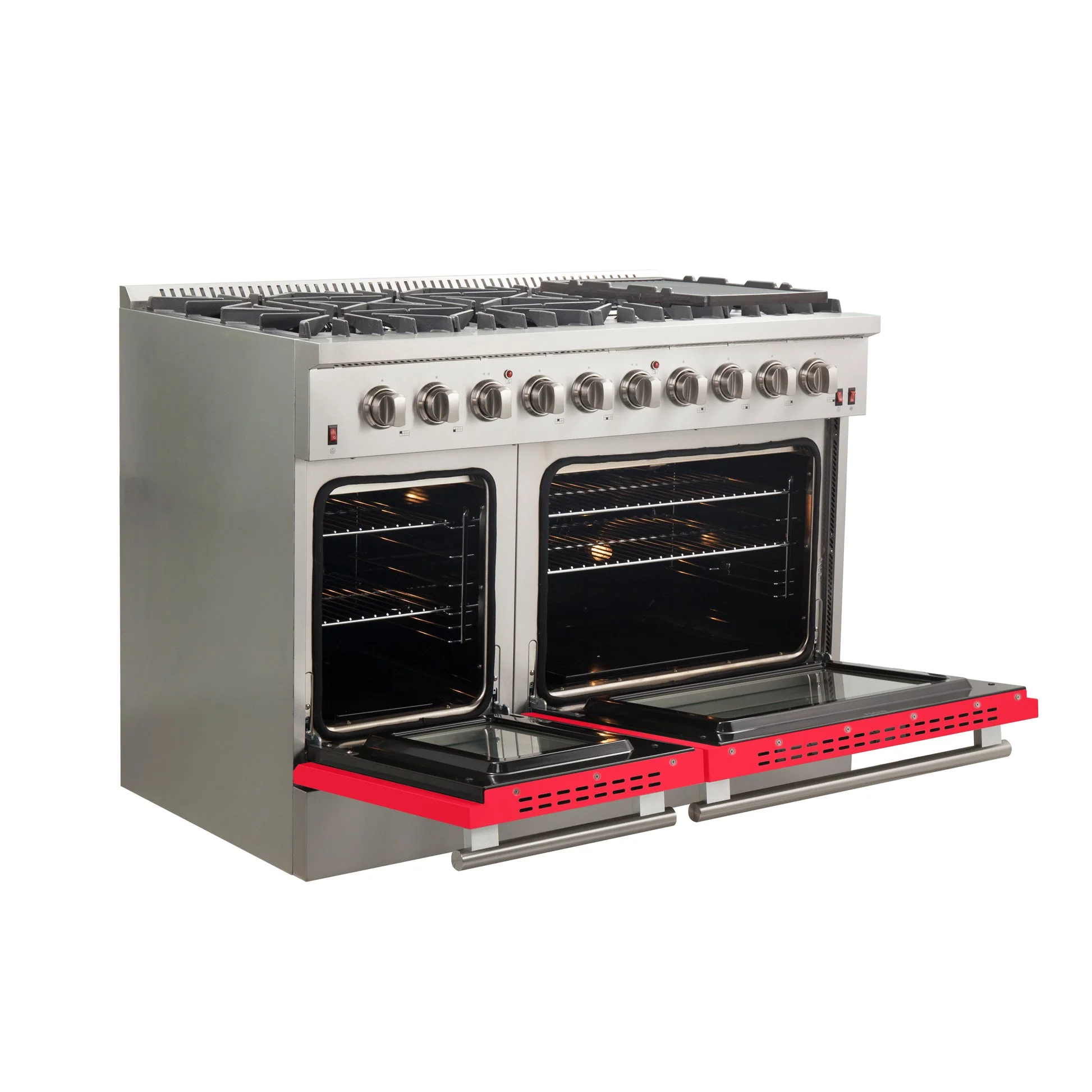 Forno Galiano 48-Inch Freestanding Gas Range, 8 Burners, with Color Doors - Image 9