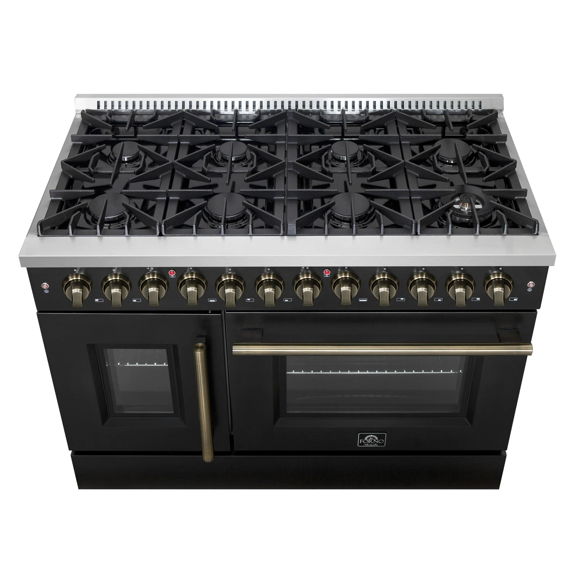 Forno Galiano 48-inch French Door Dual Fuel Range, with Antique Brass Design, 8 Sealed Burners - 107,000 BTU, Griddle, 6.58 cu.ft. Double Ovens - Image 10