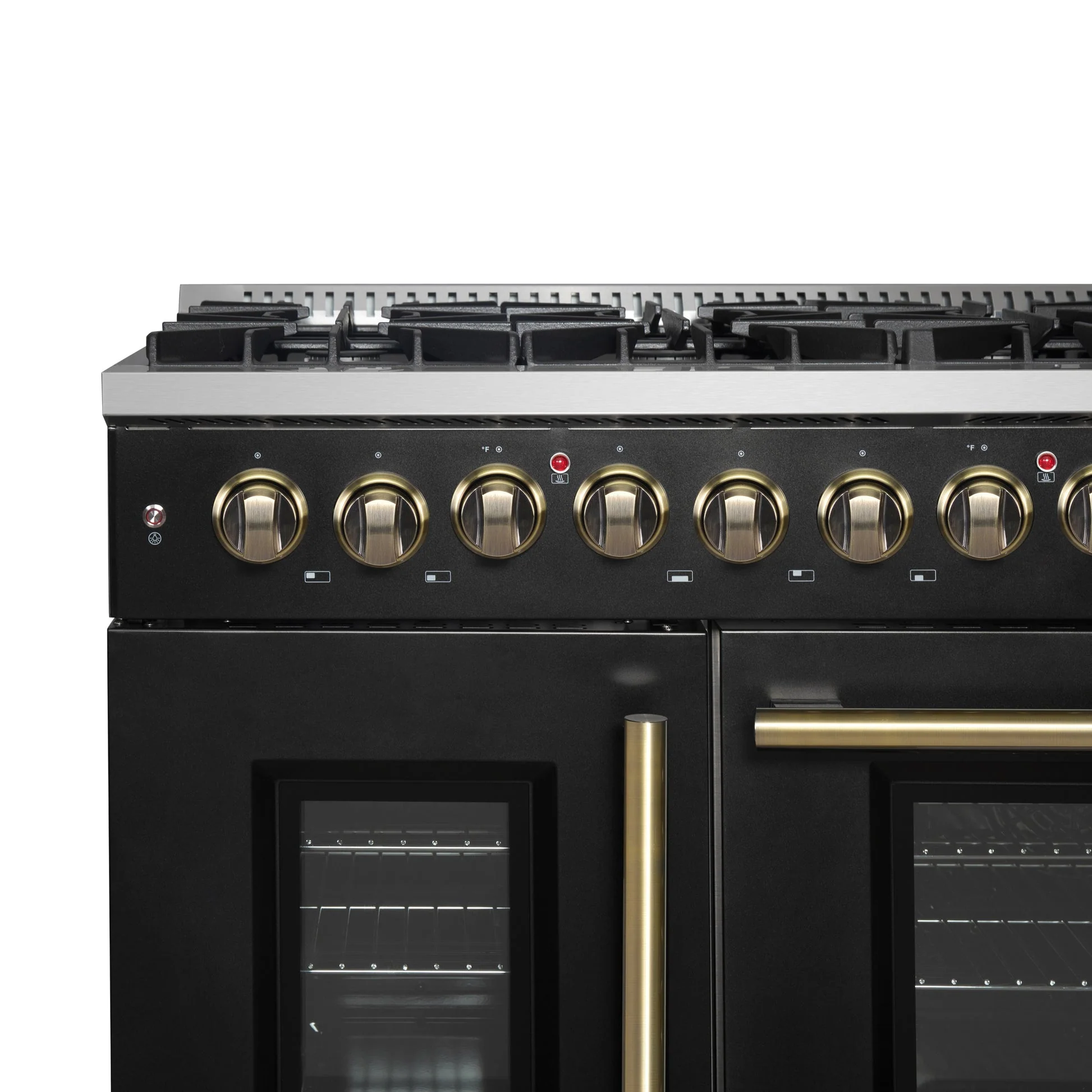 Forno Galiano 48-inch French Door Dual Fuel Range, with Antique Brass Design, 8 Sealed Burners - 107,000 BTU, Griddle, 6.58 cu.ft. Double Ovens - Image 12
