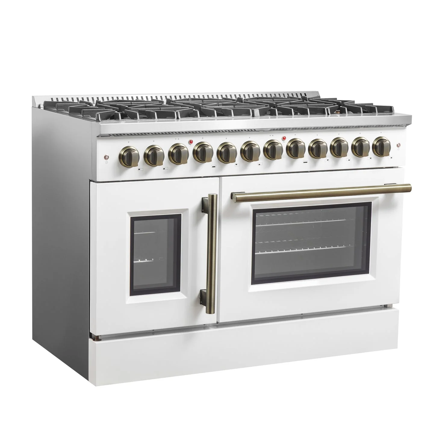 Forno Galiano 48-inch French Door Dual Fuel Range, with Antique Brass Design, 8 Sealed Burners - 107,000 BTU, Griddle, 6.58 cu.ft. Double Ovens - Image 18