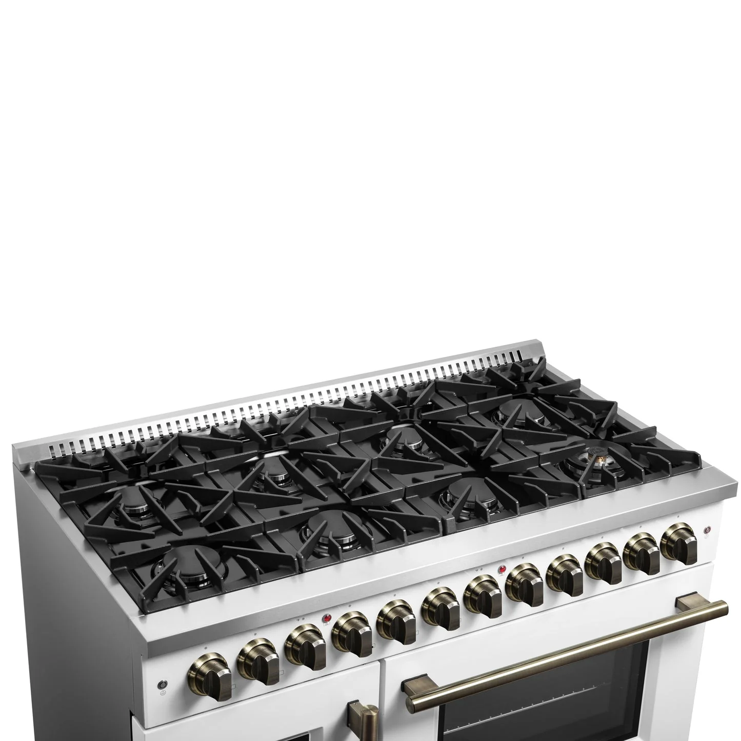 Forno Galiano 48-inch French Door Dual Fuel Range, with Antique Brass Design, 8 Sealed Burners - 107,000 BTU, Griddle, 6.58 cu.ft. Double Ovens - Image 19