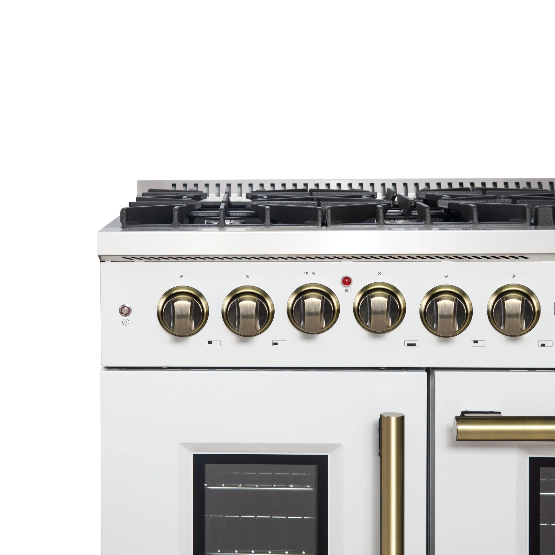 Forno Galiano 48-inch French Door Dual Fuel Range, with Antique Brass Design, 8 Sealed Burners - 107,000 BTU, Griddle, 6.58 cu.ft. Double Ovens - Image 24