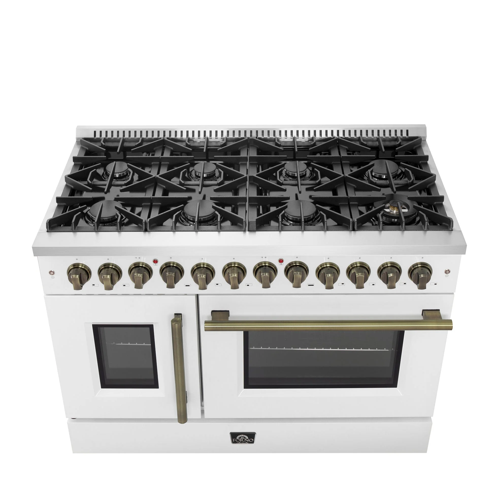 Forno Galiano 48-inch French Door Dual Fuel Range, with Antique Brass Design, 8 Sealed Burners - 107,000 BTU, Griddle, 6.58 cu.ft. Double Ovens - Image 29