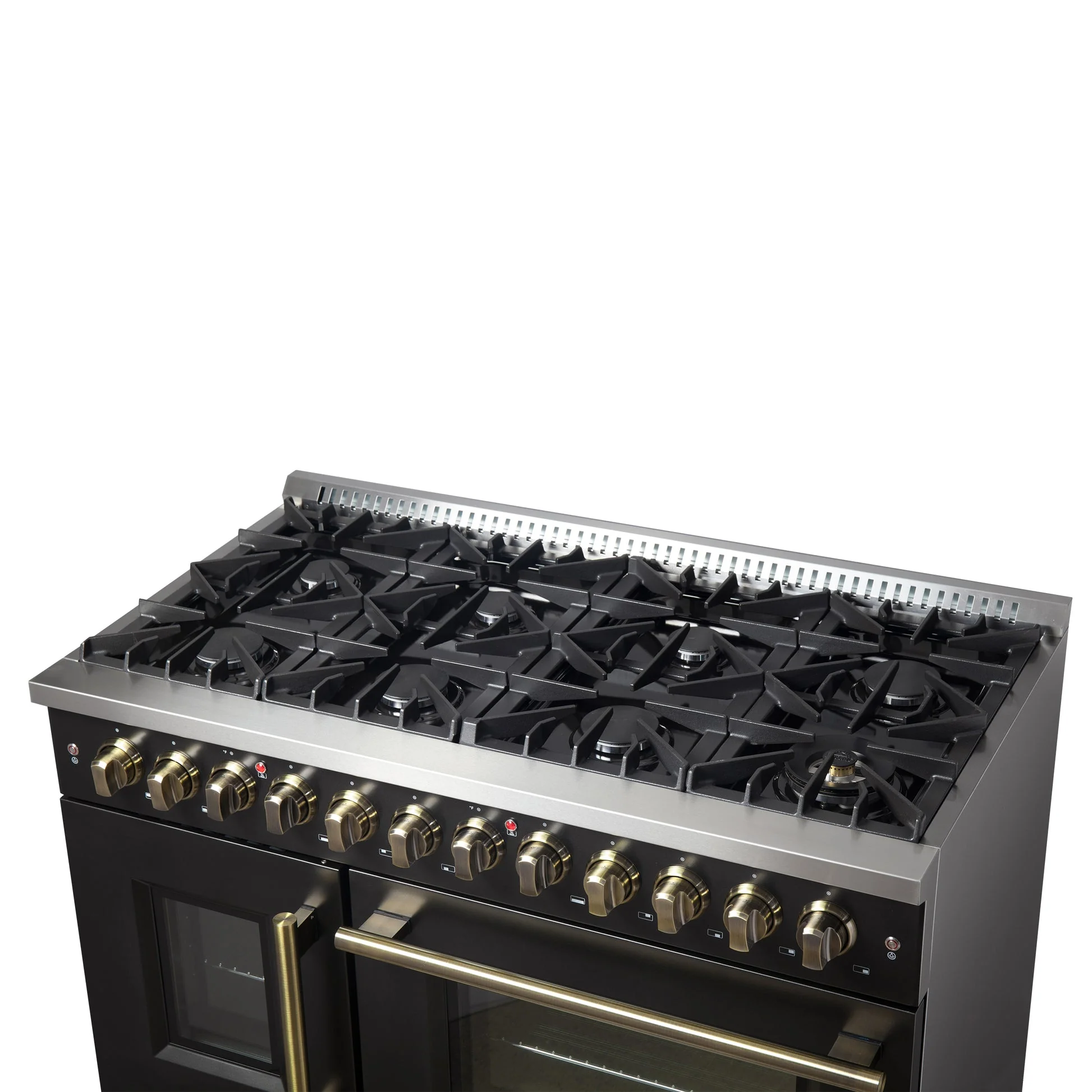Forno Galiano 48-inch French Door Dual Fuel Range, with Antique Brass Design, 8 Sealed Burners - 107,000 BTU, Griddle, 6.58 cu.ft. Double Ovens - Image 7