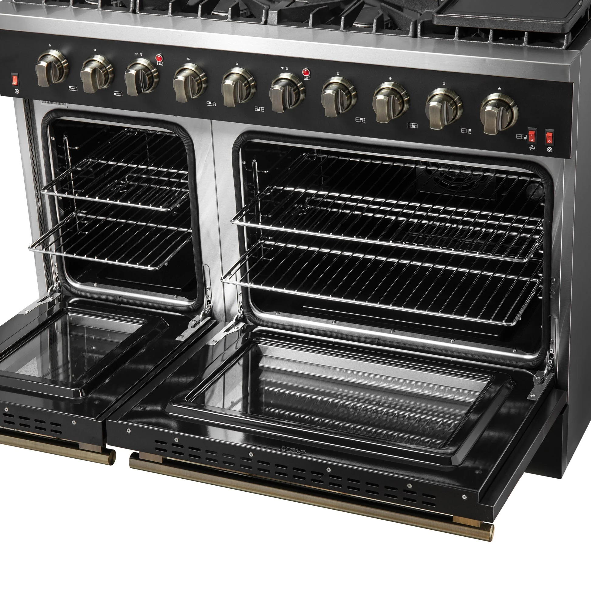 Forno Galiano 48-inch Gas Range with Antique Brass Design, 8 Burners, 107,000 BTU, Griddle, 6.58 cu.ft. Double Ovens - Image 10