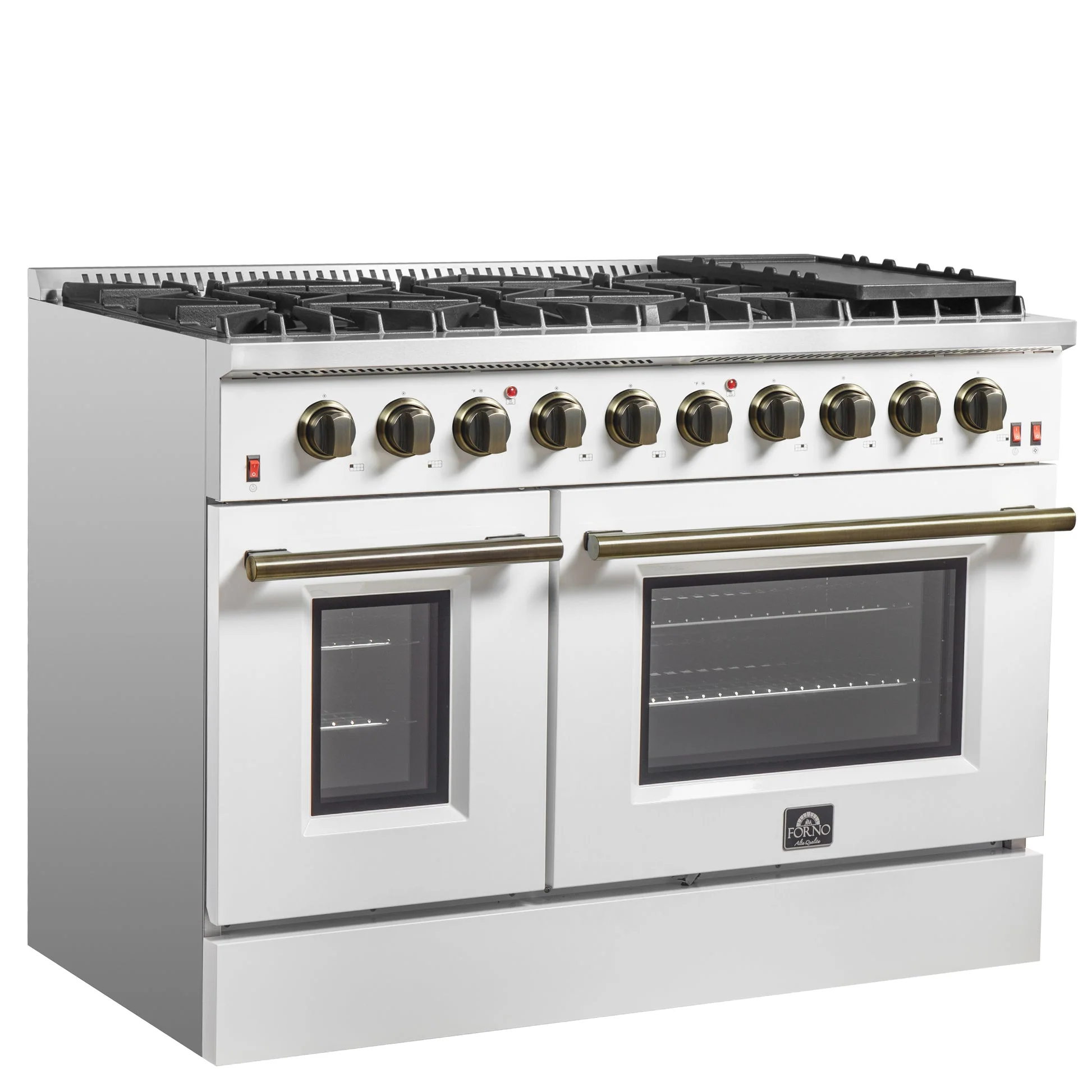 Forno Galiano 48-inch Gas Range with Antique Brass Design, 8 Burners, 107,000 BTU, Griddle, 6.58 cu.ft. Double Ovens - Image 17