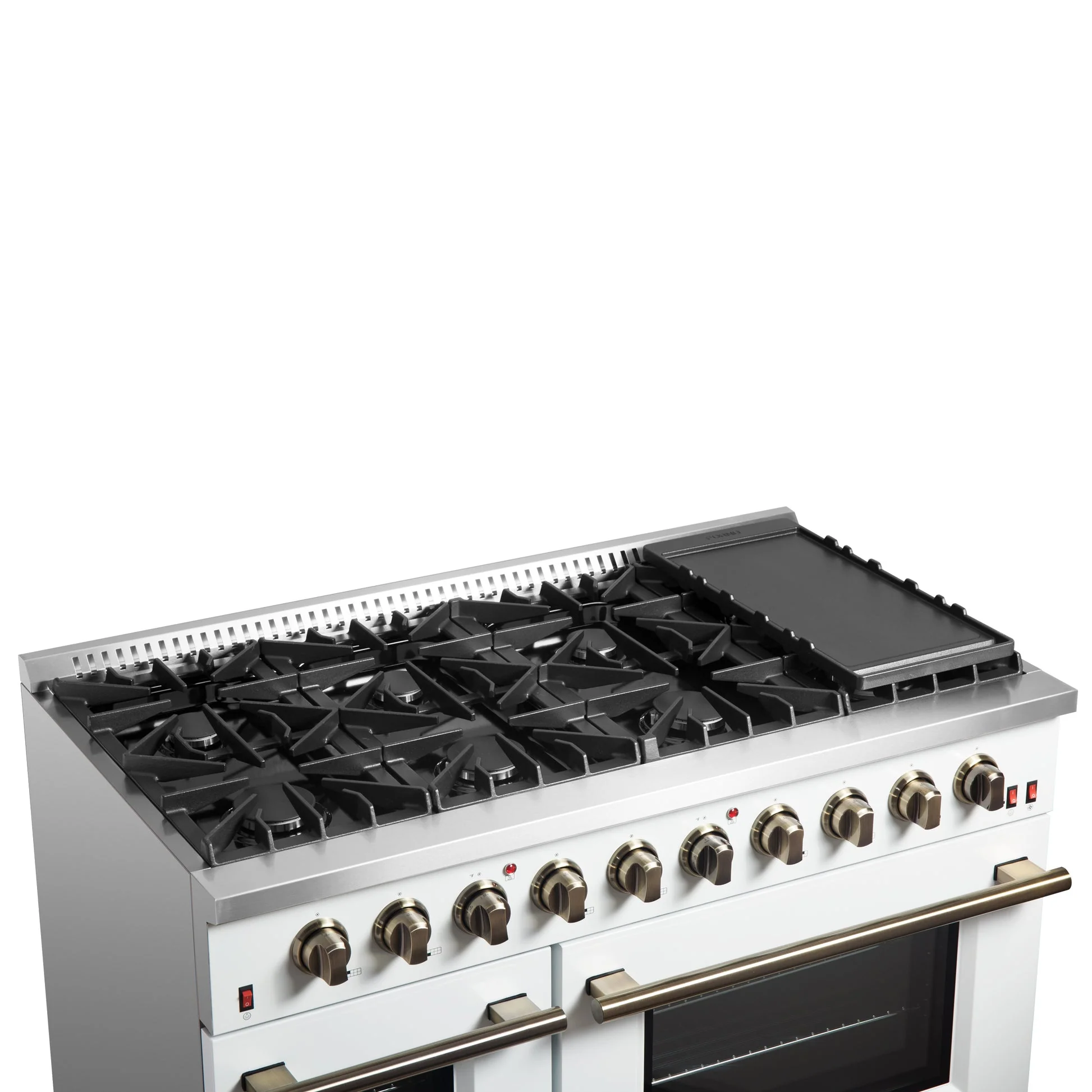 Forno Galiano 48-inch Gas Range with Antique Brass Design, 8 Burners, 107,000 BTU, Griddle, 6.58 cu.ft. Double Ovens - Image 19