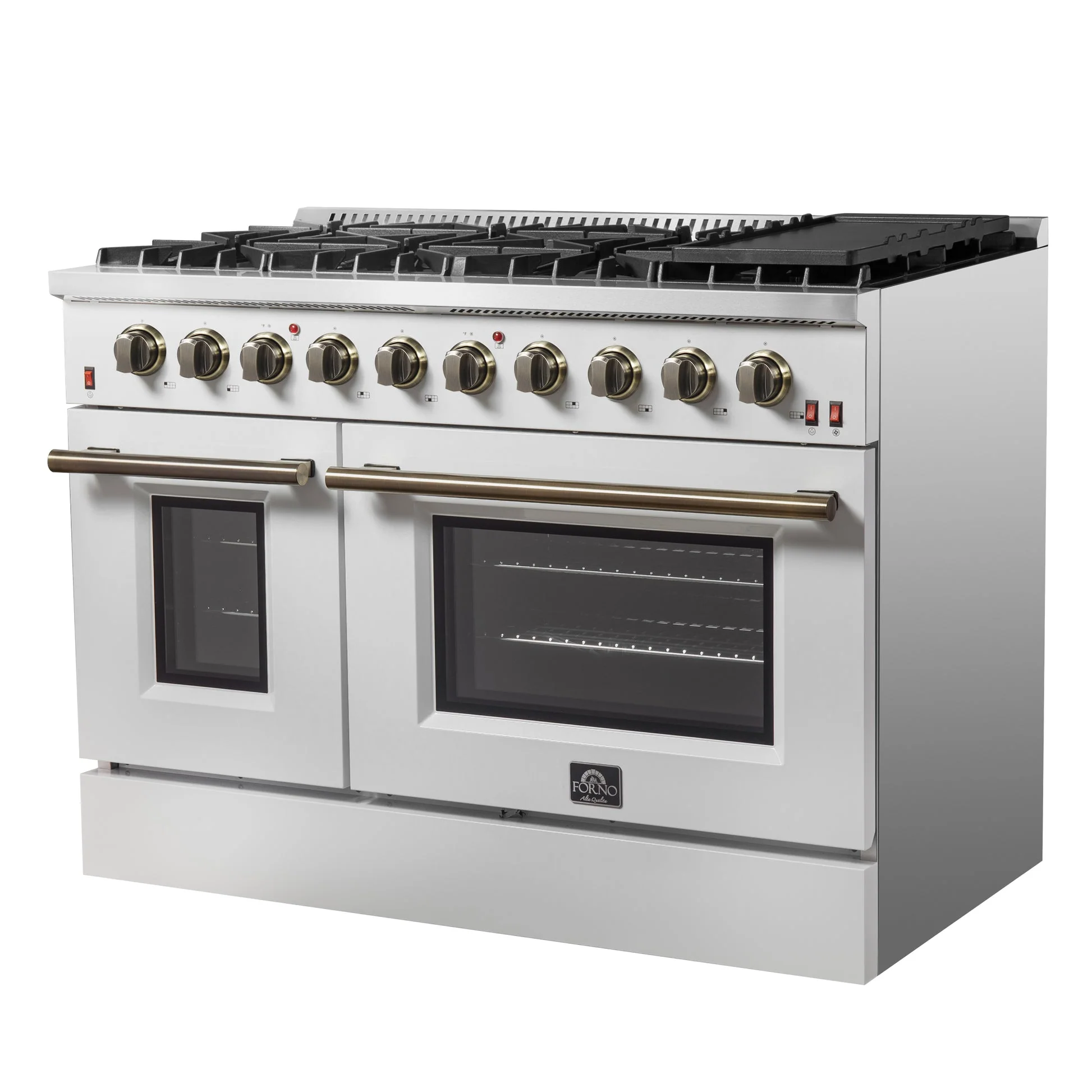 Forno Galiano 48-inch Gas Range with Antique Brass Design, 8 Burners, 107,000 BTU, Griddle, 6.58 cu.ft. Double Ovens - Image 23