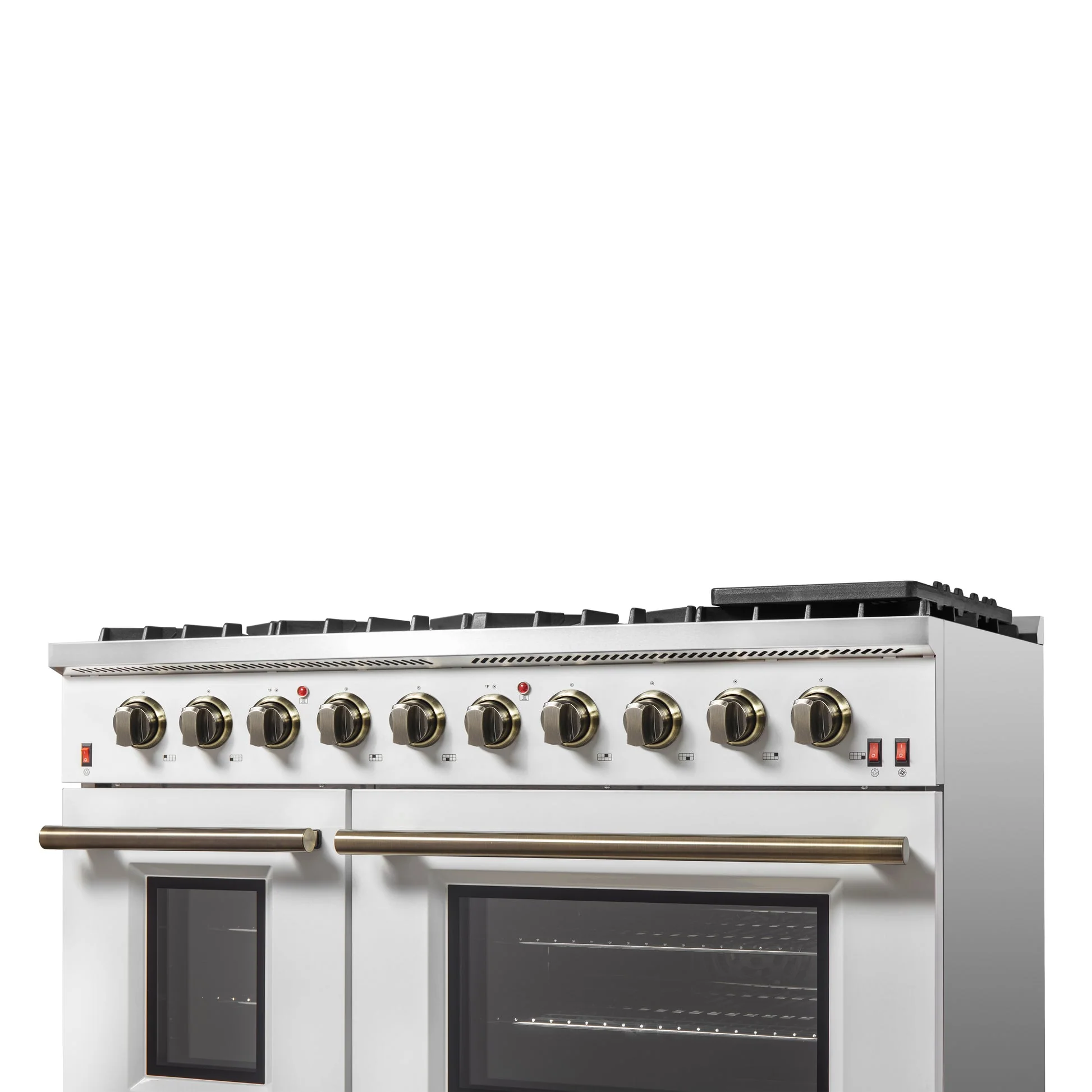 Forno Galiano 48-inch Gas Range with Antique Brass Design, 8 Burners, 107,000 BTU, Griddle, 6.58 cu.ft. Double Ovens - Image 24