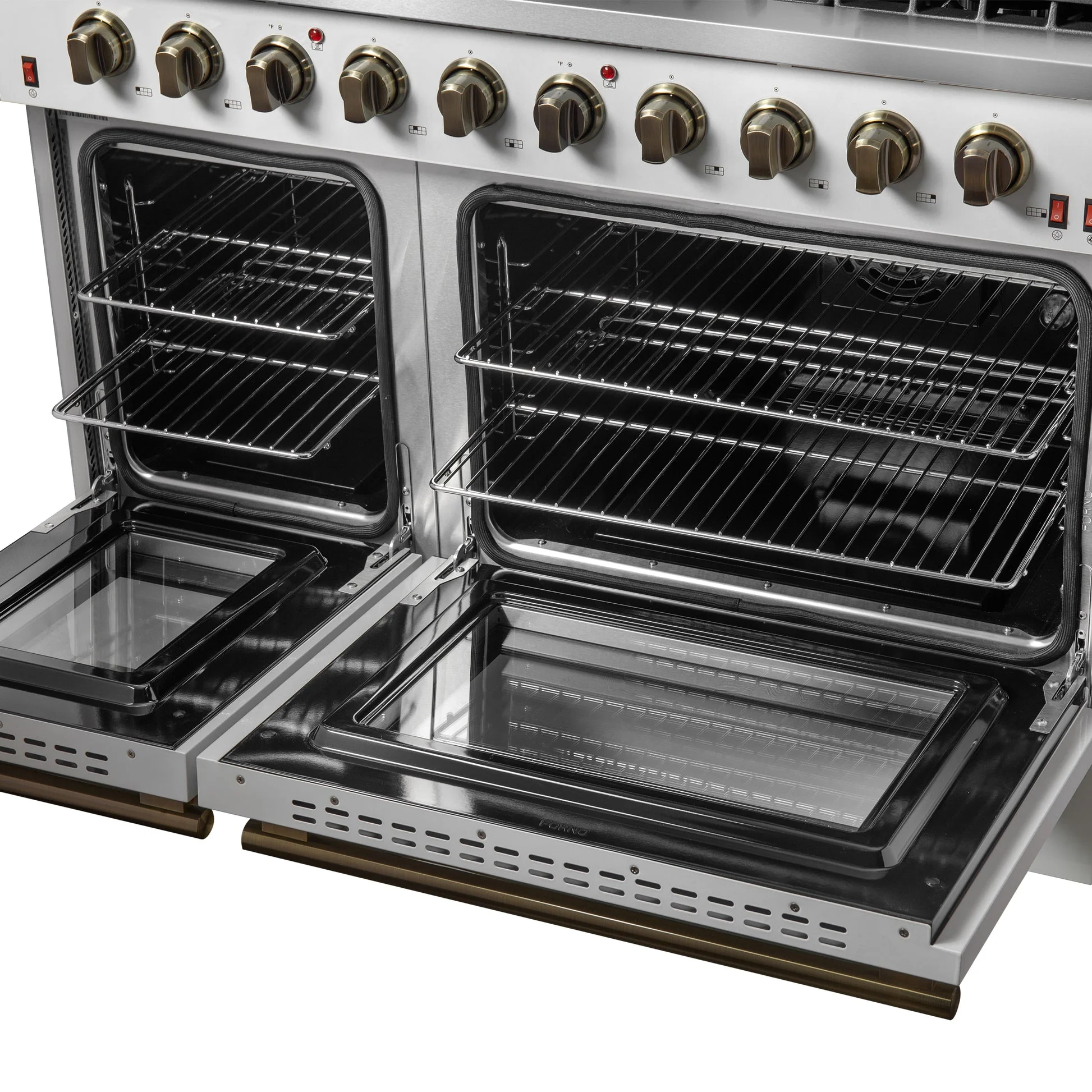 Forno Galiano 48-inch Gas Range with Antique Brass Design, 8 Burners, 107,000 BTU, Griddle, 6.58 cu.ft. Double Ovens - Image 27