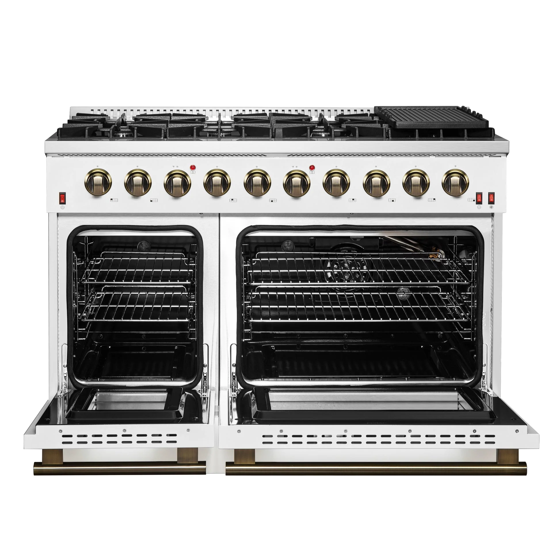Forno Galiano 48-inch Gas Range with Antique Brass Design, 8 Burners, 107,000 BTU, Griddle, 6.58 cu.ft. Double Ovens - Image 29