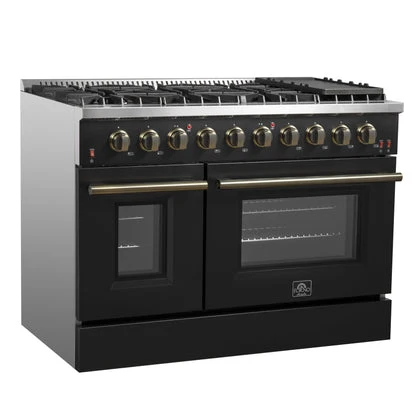 Forno Galiano 48-inch Gas Range with Antique Brass Design, 8 Burners, 107,000 BTU, Griddle, 6.58 cu.ft. Double Ovens - Image 3
