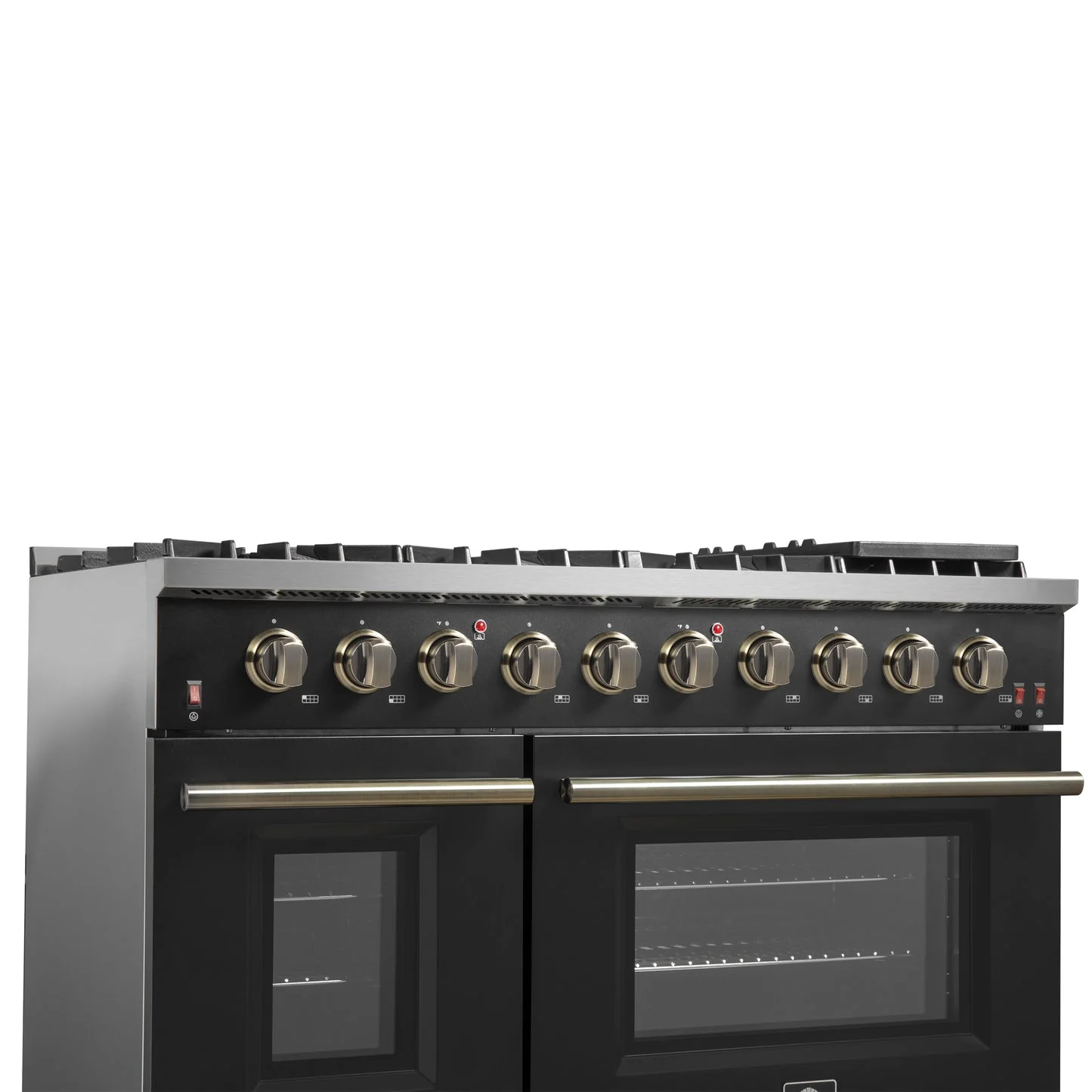 Forno Galiano 48-inch Gas Range with Antique Brass Design, 8 Burners, 107,000 BTU, Griddle, 6.58 cu.ft. Double Ovens - Image 4