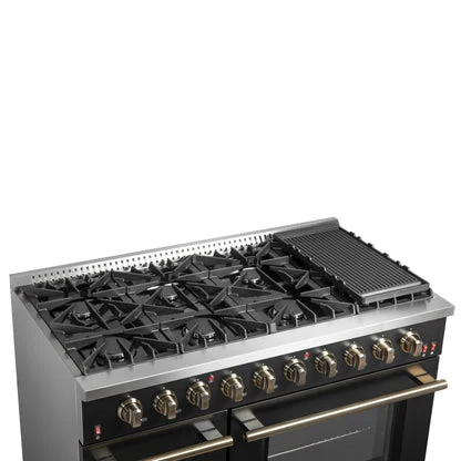 Forno Galiano 48-inch Gas Range with Antique Brass Design, 8 Burners, 107,000 BTU, Griddle, 6.58 cu.ft. Double Ovens - Image 5