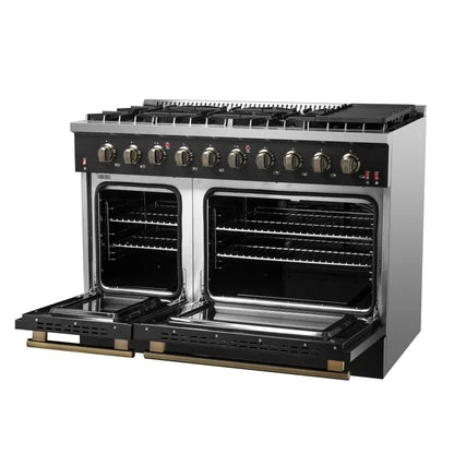 Forno Galiano 48-inch Gas Range with Antique Brass Design, 8 Burners, 107,000 BTU, Griddle, 6.58 cu.ft. Double Ovens - Image 7