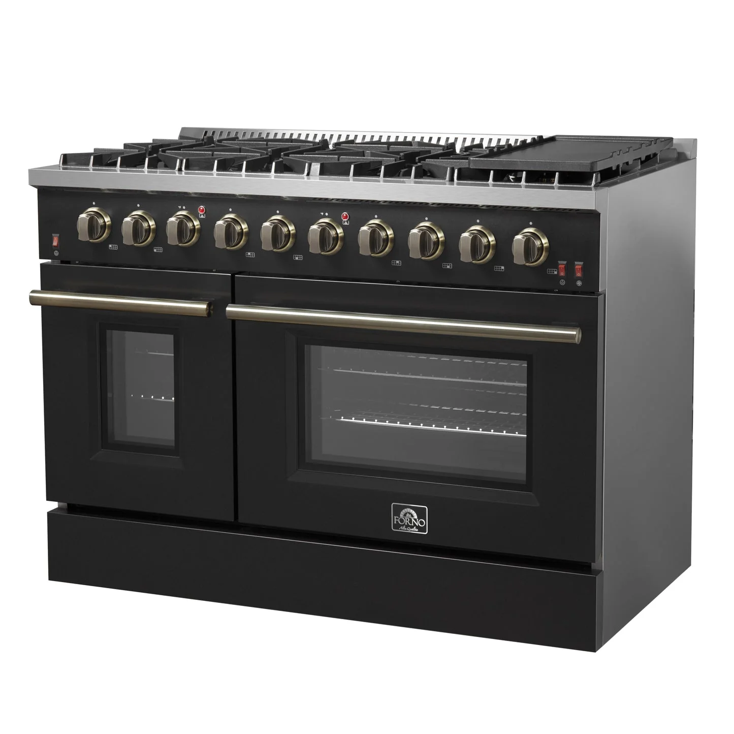 Forno Galiano 48-inch Gas Range with Antique Brass Design, 8 Burners, 107,000 BTU, Griddle, 6.58 cu.ft. Double Ovens - Image 8
