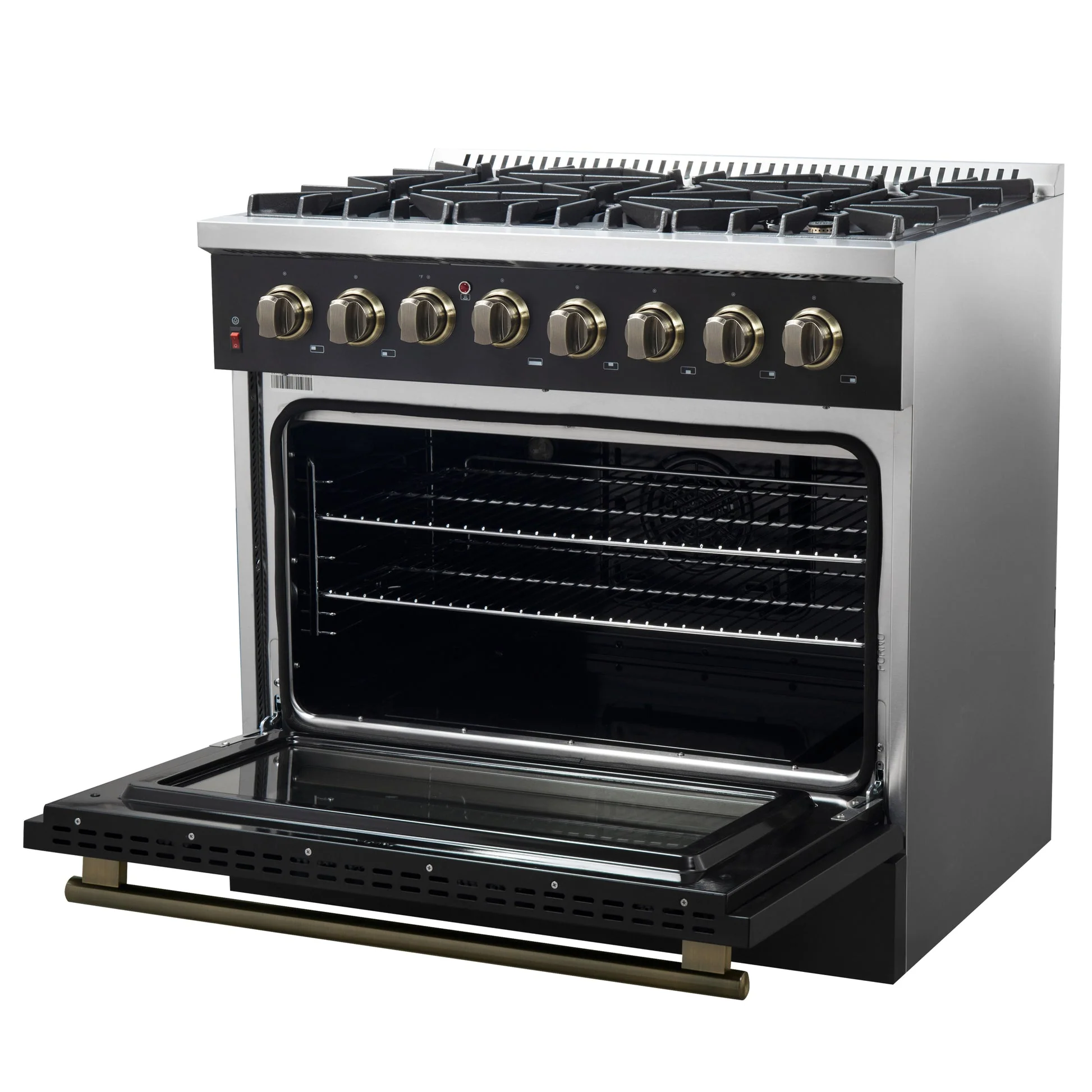Forno Galiano Dual Fuel Range with Antique Brass Design, True Convection Oven - Image 16