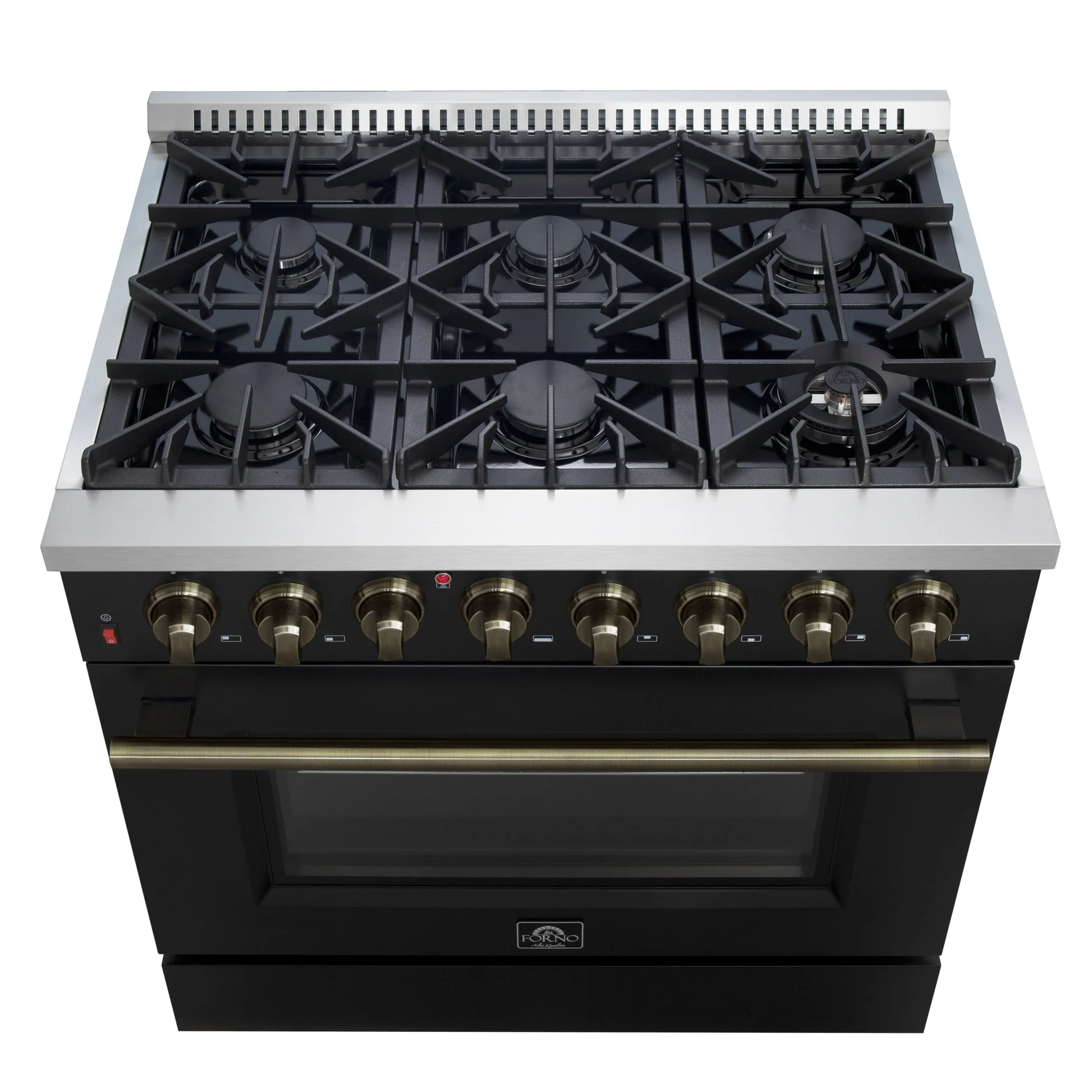 Forno Galiano Dual Fuel Range with Antique Brass Design, True Convection Oven - Image 17