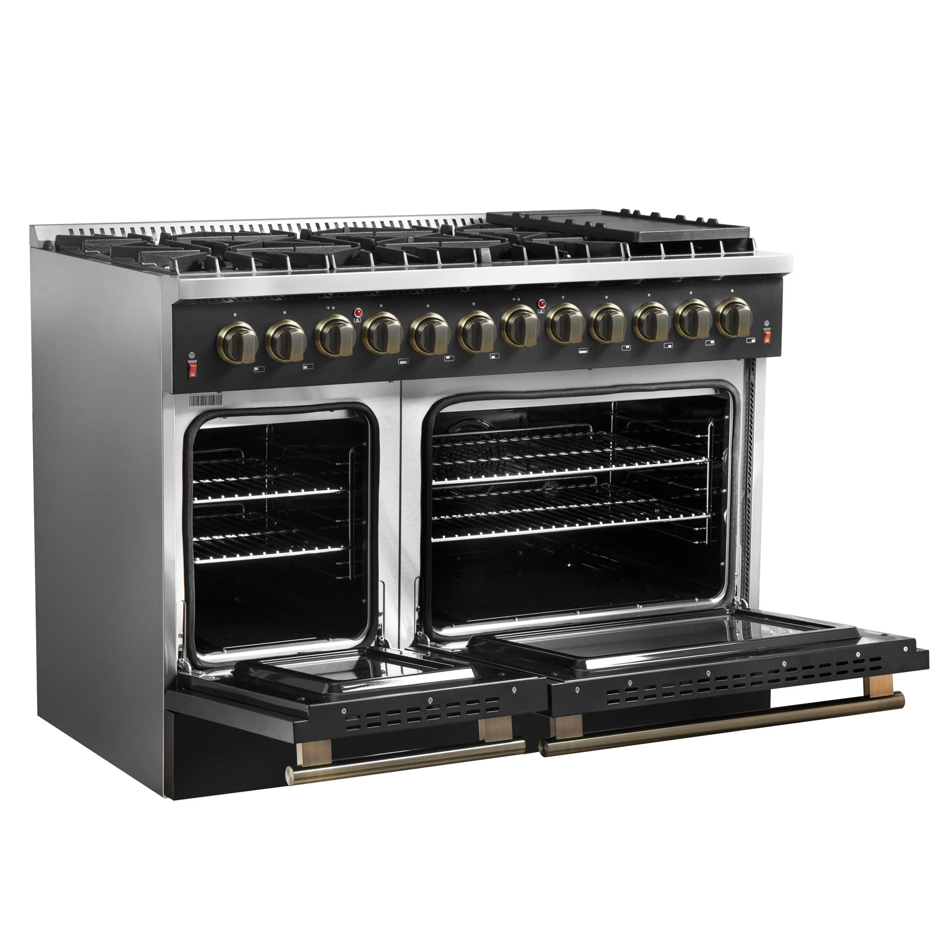 Forno Galiano Dual Fuel Range with Antique Brass Design, True Convection Oven - Image 19