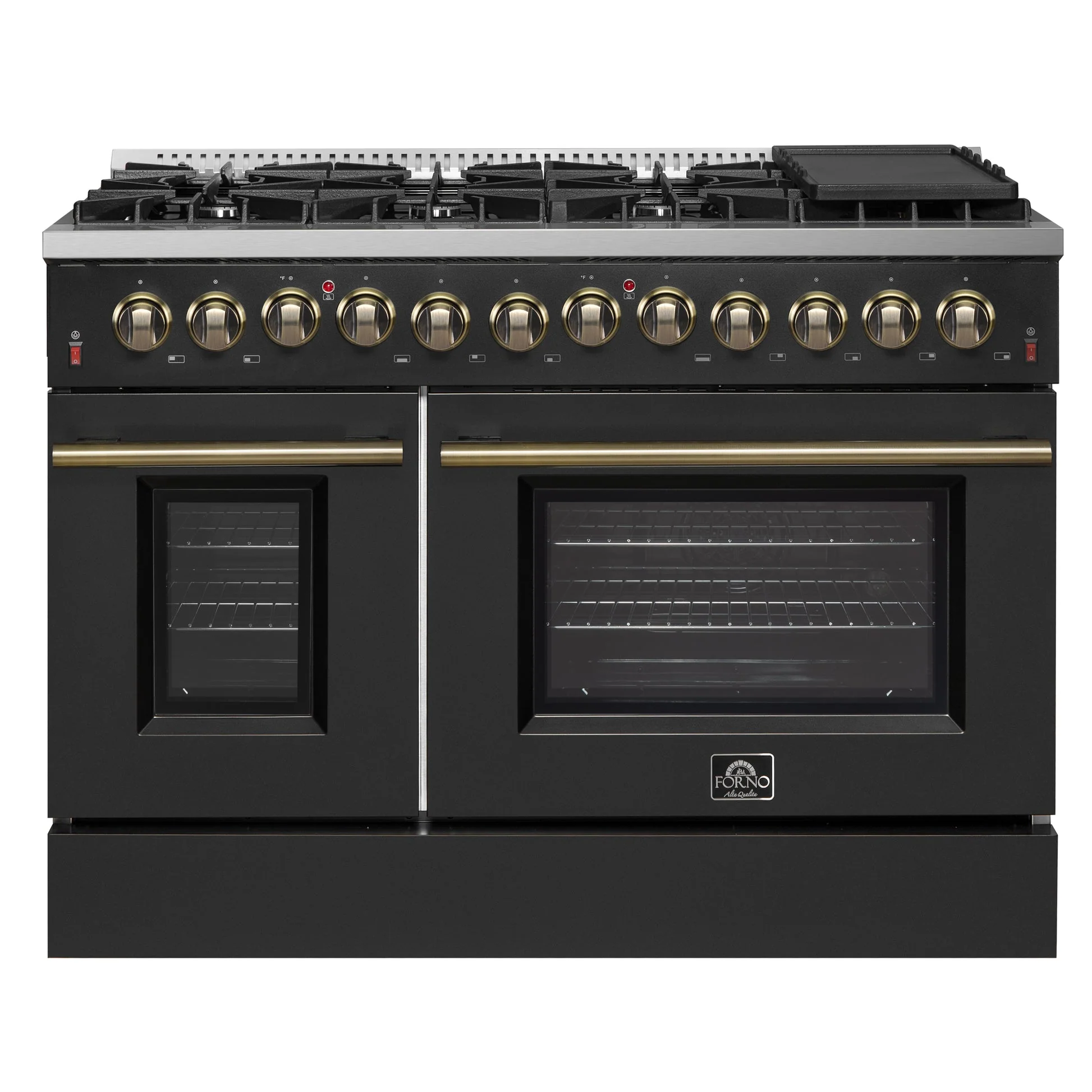 Forno Galiano Dual Fuel Range with Antique Brass Design, True Convection Oven - Image 2