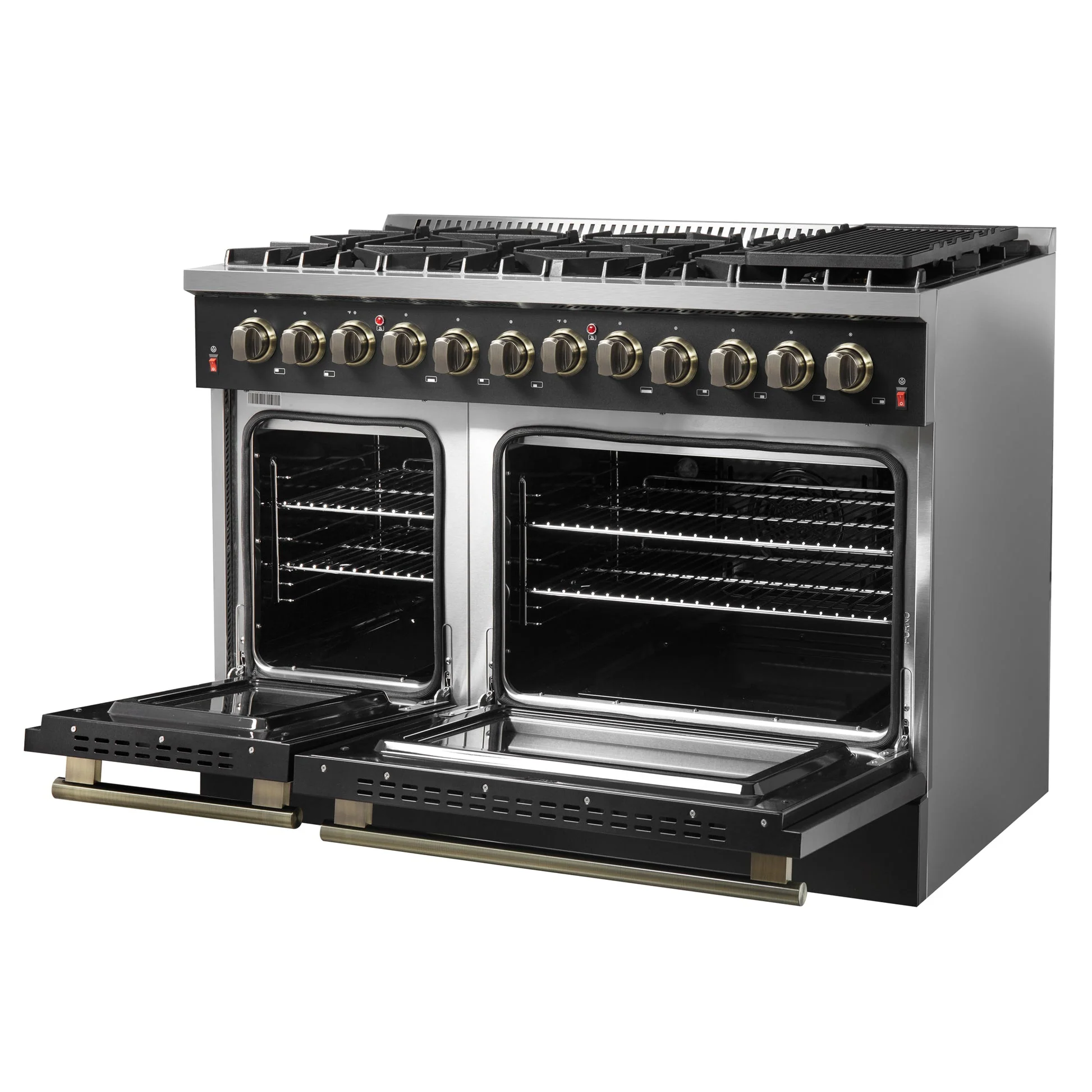 Forno Galiano Dual Fuel Range with Antique Brass Design, True Convection Oven - Image 22