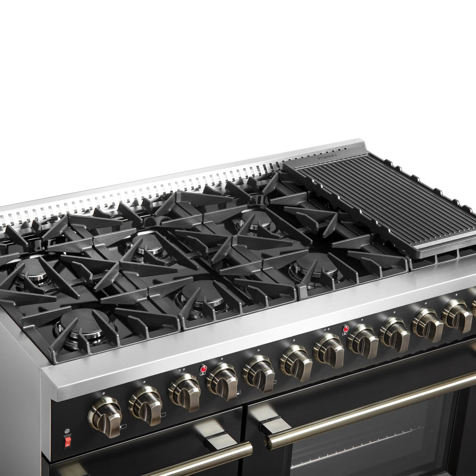 Forno Galiano Dual Fuel Range with Antique Brass Design, True Convection Oven - Image 25