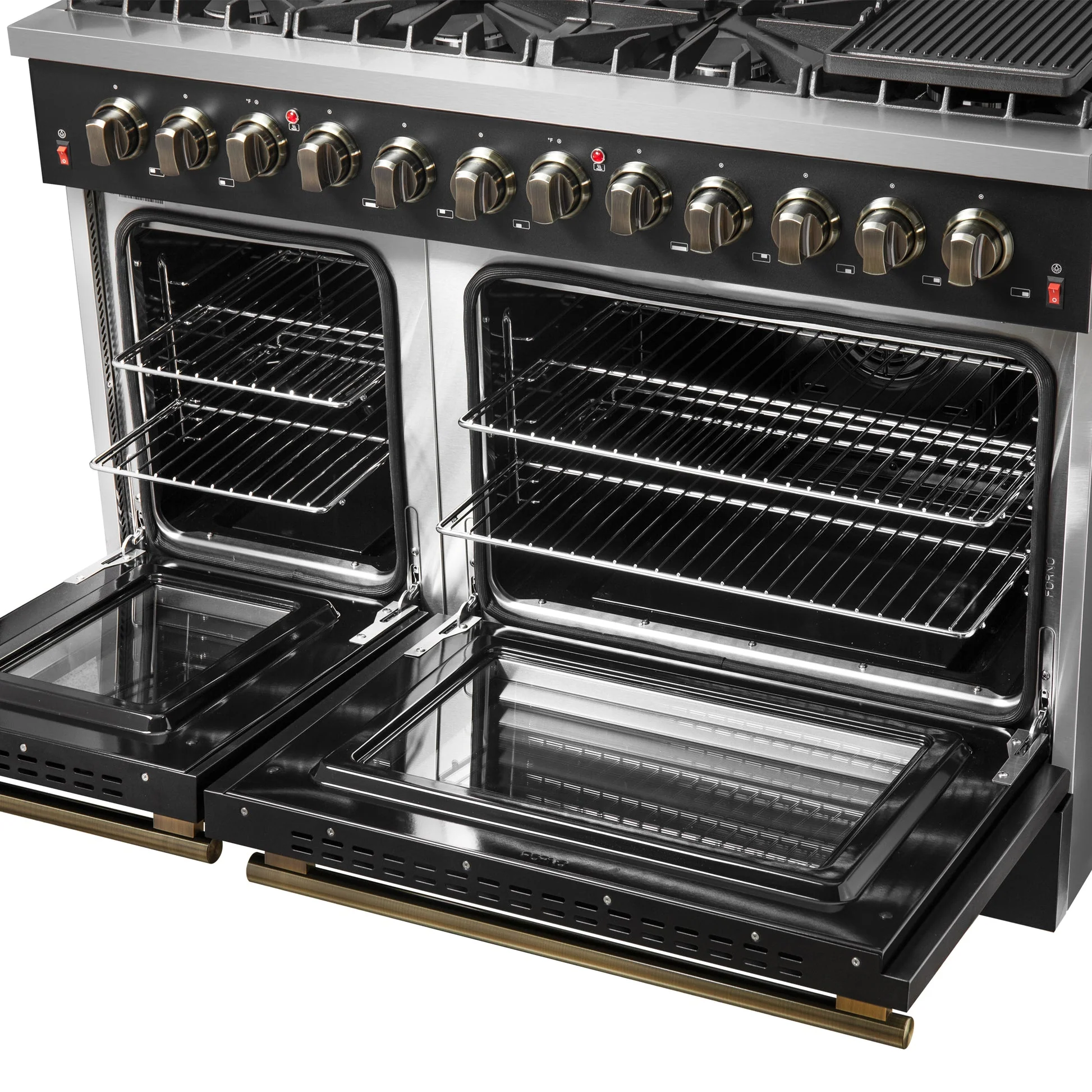 Forno Galiano Dual Fuel Range with Antique Brass Design, True Convection Oven - Image 26