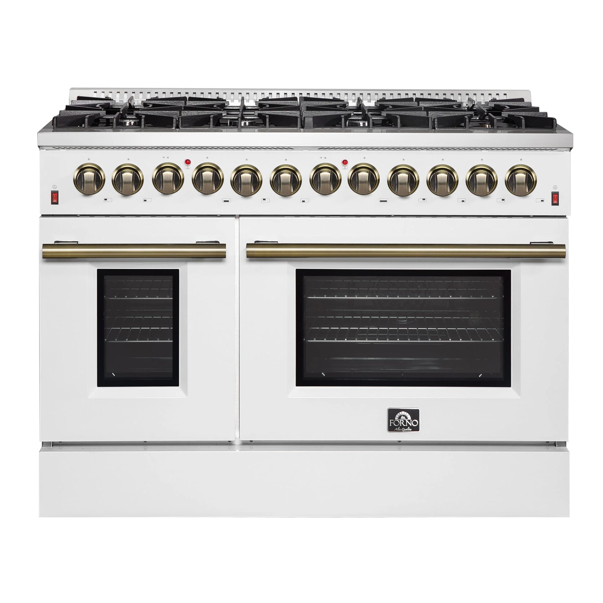 Forno Galiano Dual Fuel Range with Antique Brass Design, True Convection Oven - Image 4