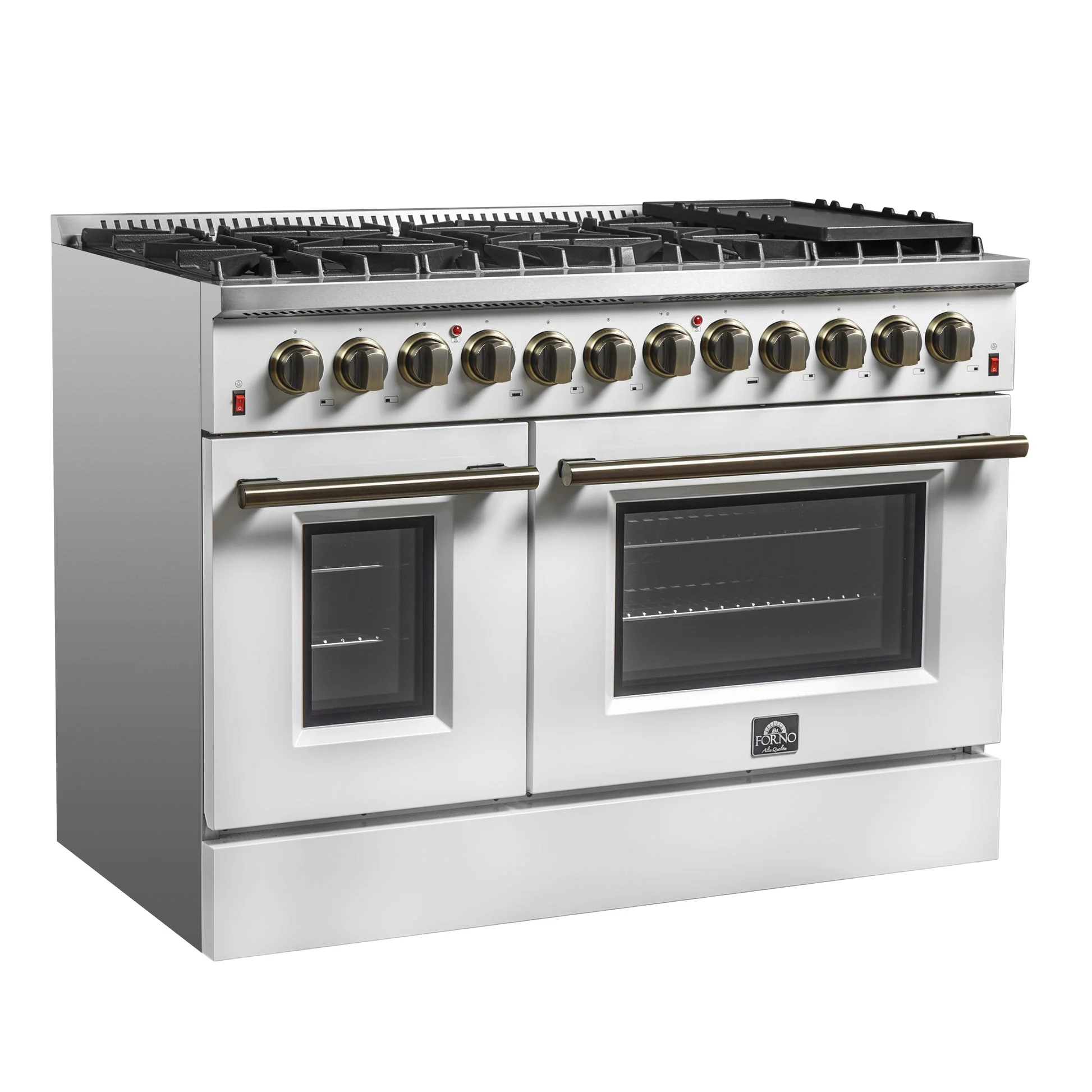 Forno Galiano Dual Fuel Range with Antique Brass Design, True Convection Oven - Image 47