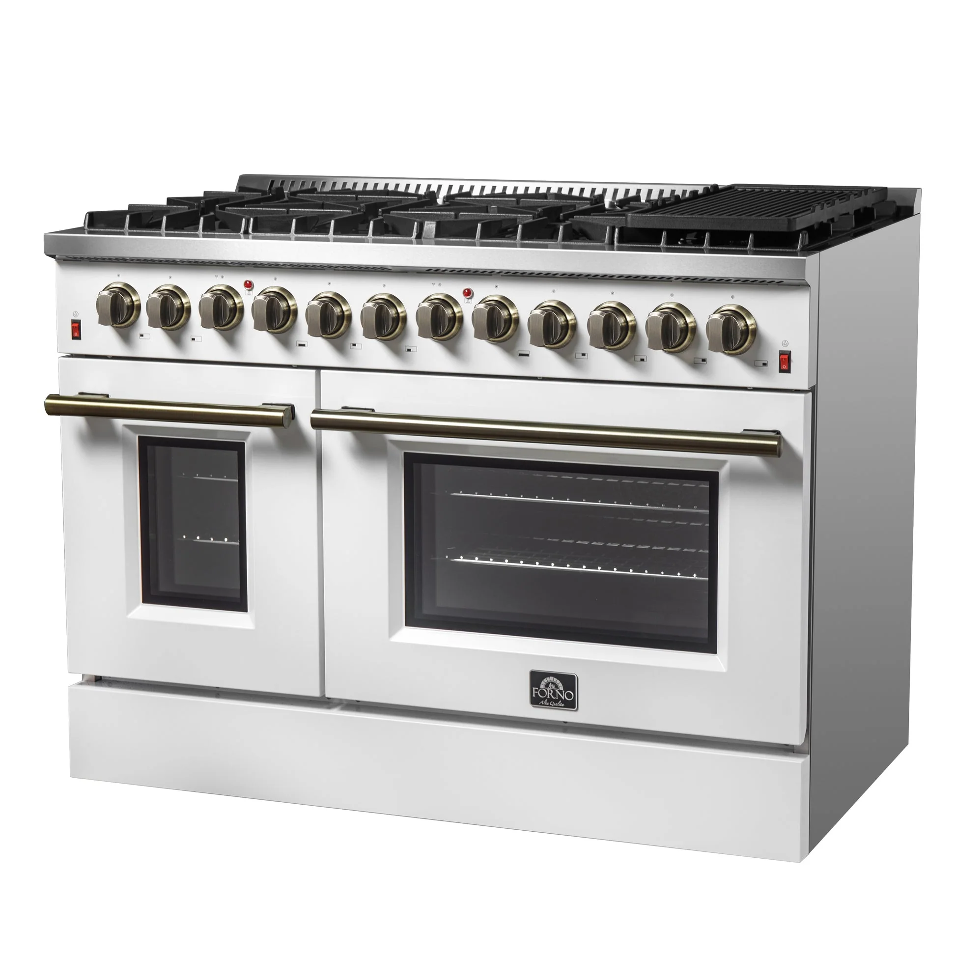 Forno Galiano Dual Fuel Range with Antique Brass Design, True Convection Oven - Image 50