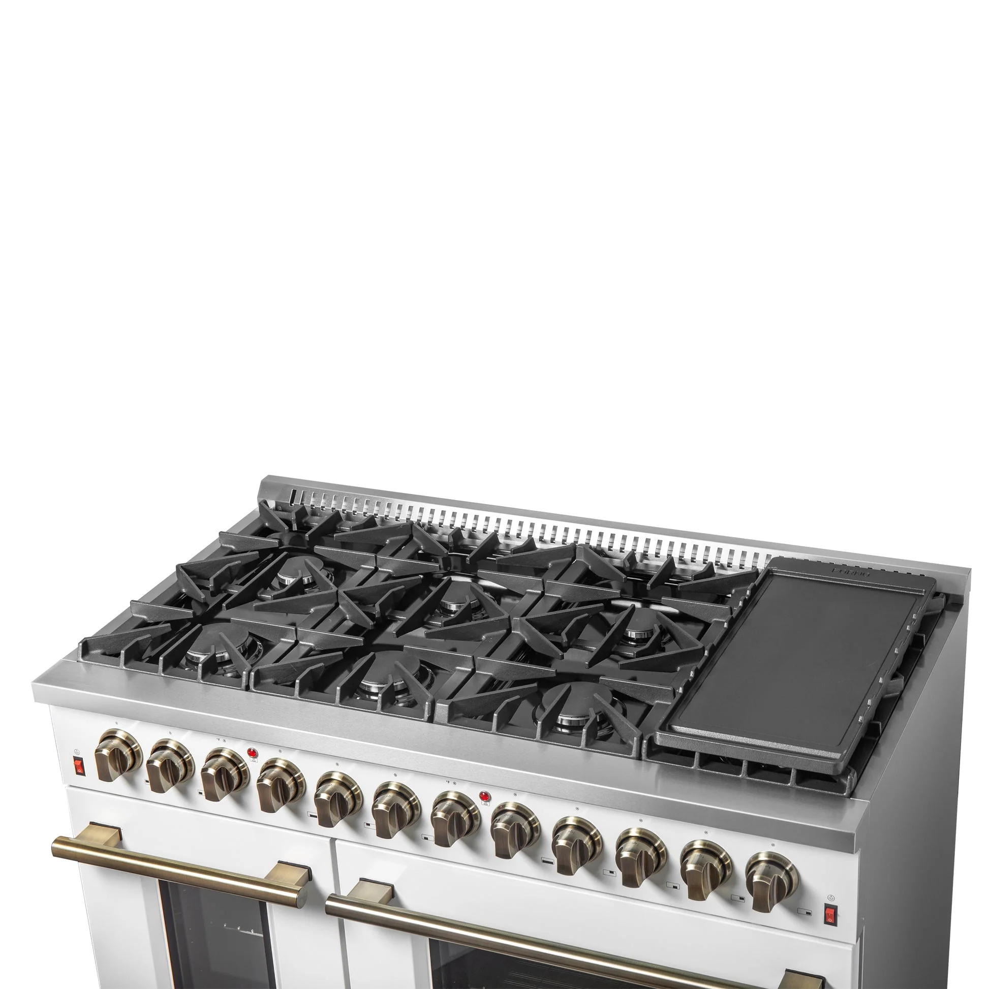 Forno Galiano Dual Fuel Range with Antique Brass Design, True Convection Oven - Image 52