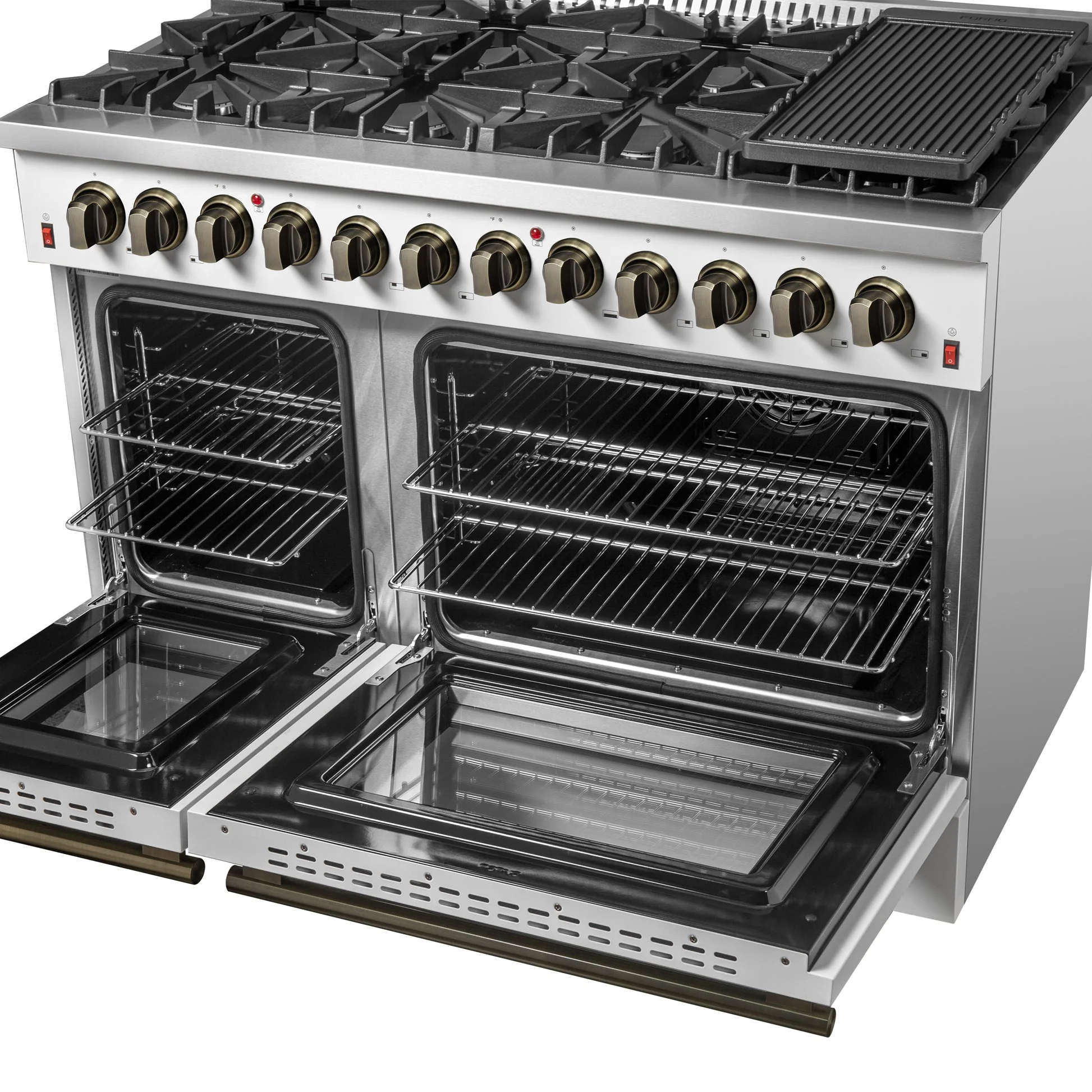 Forno Galiano Dual Fuel Range with Antique Brass Design, True Convection Oven - Image 54