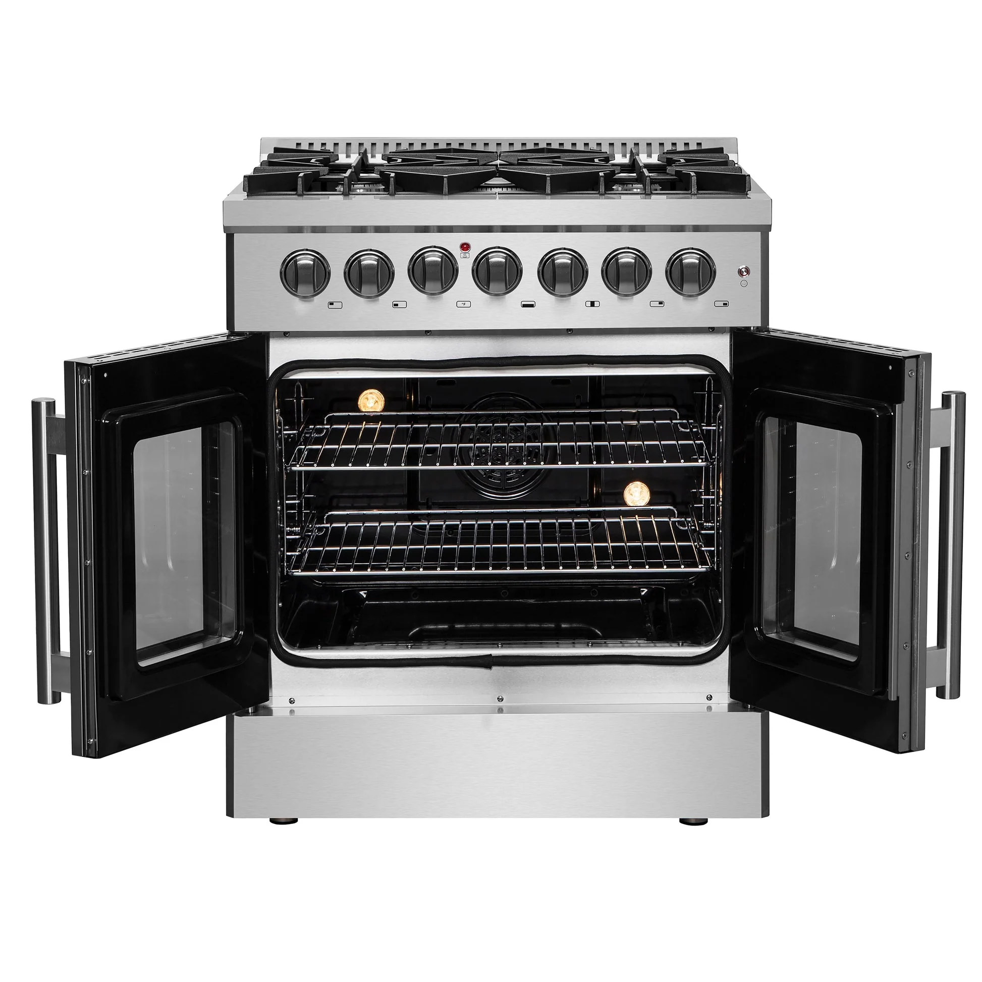 Forno Galiano French Door Dual Fuel Range All Stainless Steel, True Convection Oven - Image 3