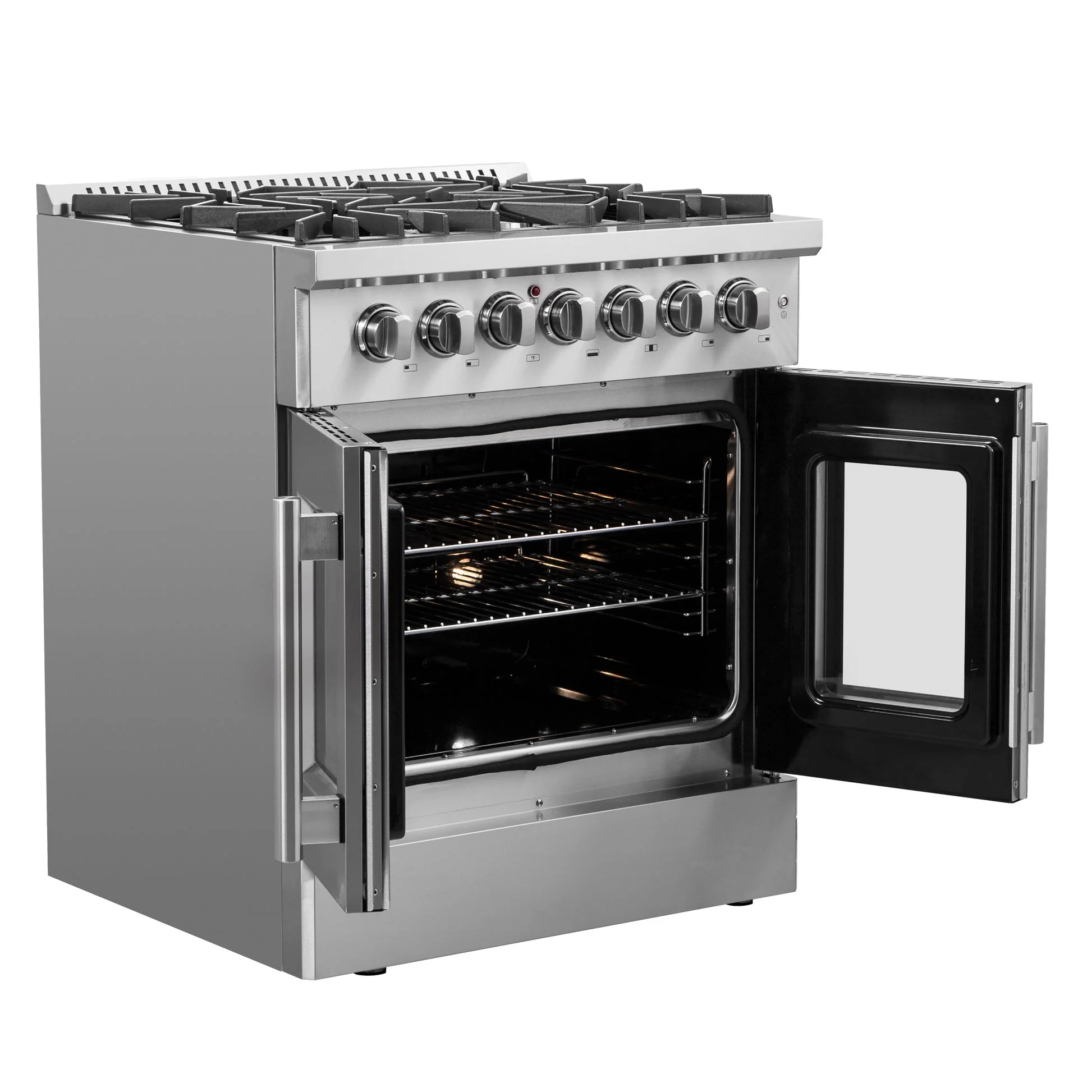 Forno Galiano French Door Dual Fuel Range All Stainless Steel, True Convection Oven - Image 5