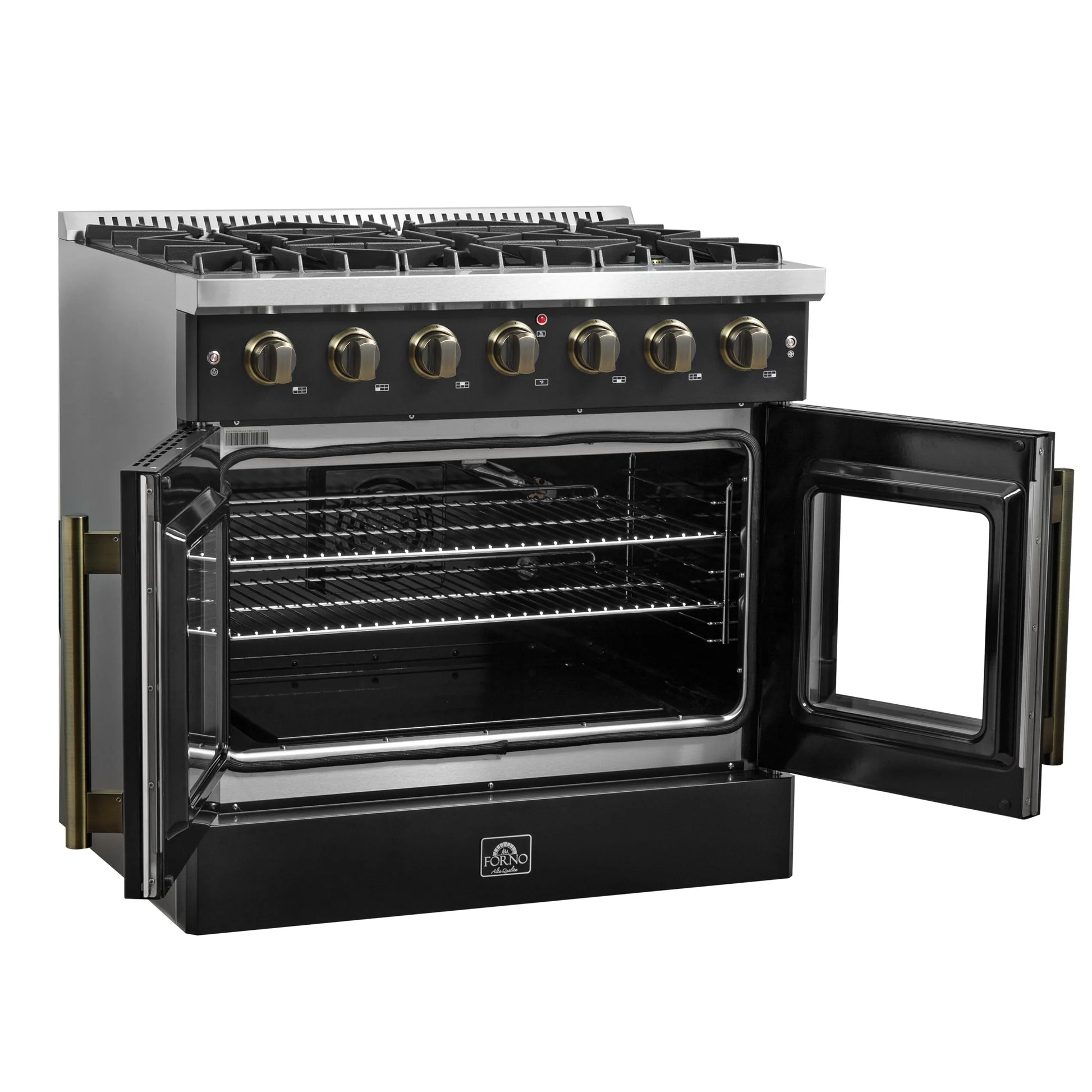 Forno Galiano French Door Gas Range with Antique Brass Design, Convection Oven - Image 19