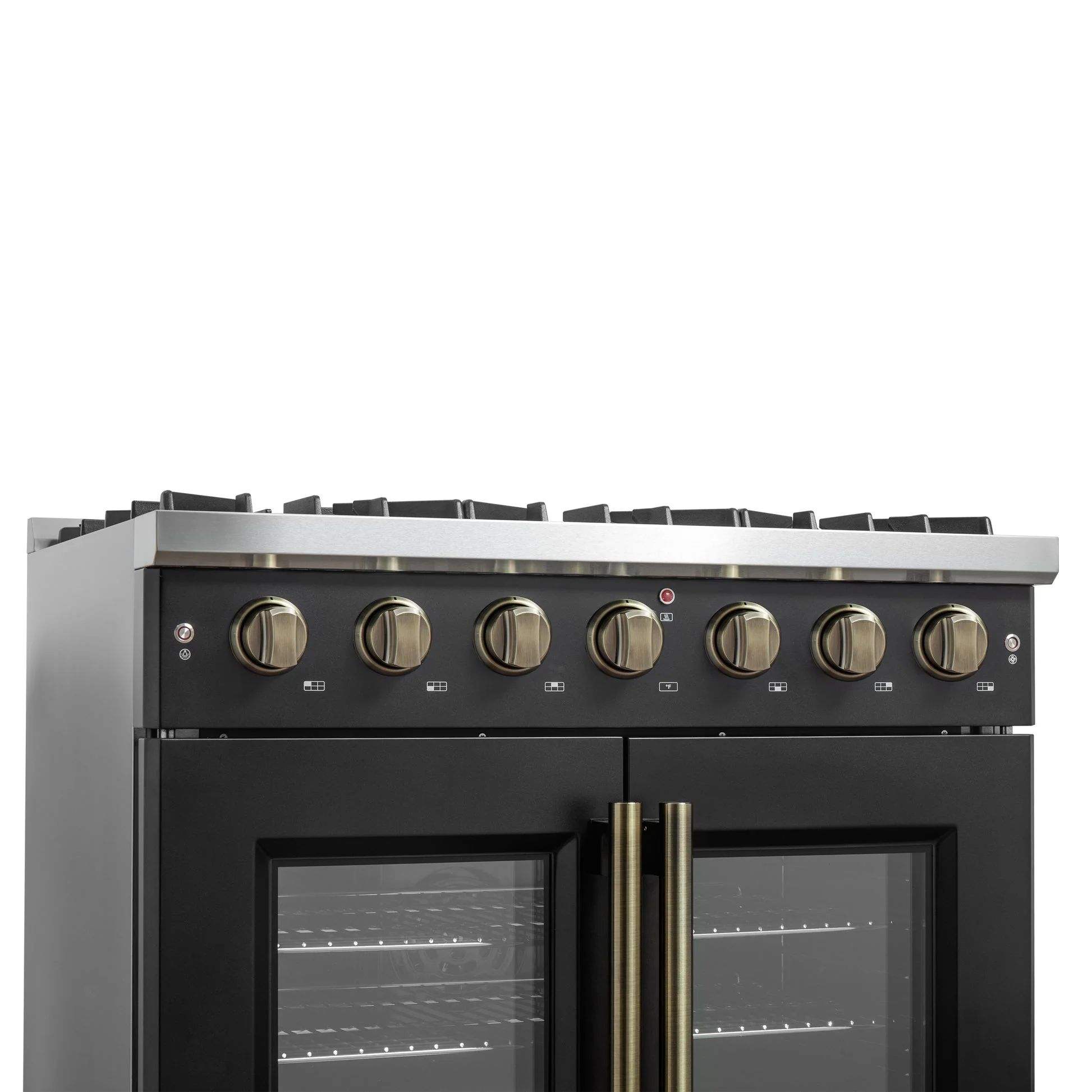 Forno Galiano French Door Gas Range with Antique Brass Design, Convection Oven - Image 26