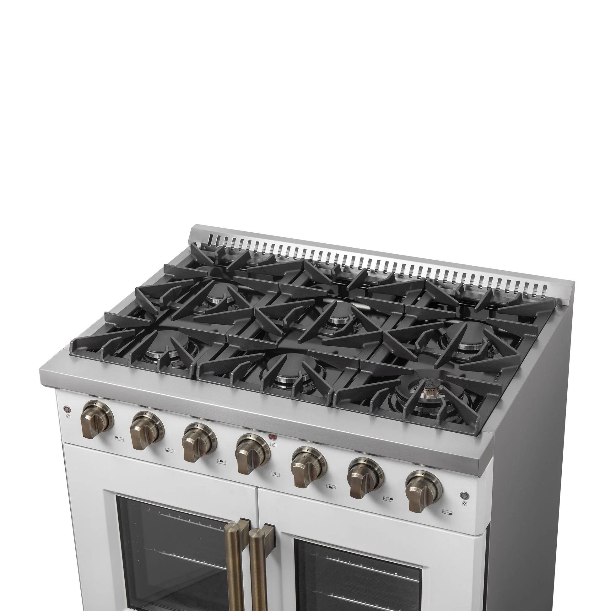 Forno Galiano French Door Gas Range with Antique Brass Design, Convection Oven - Image 50