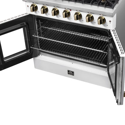 Forno Galiano French Door Gas Range with Antique Brass Design, Convection Oven - Image 51