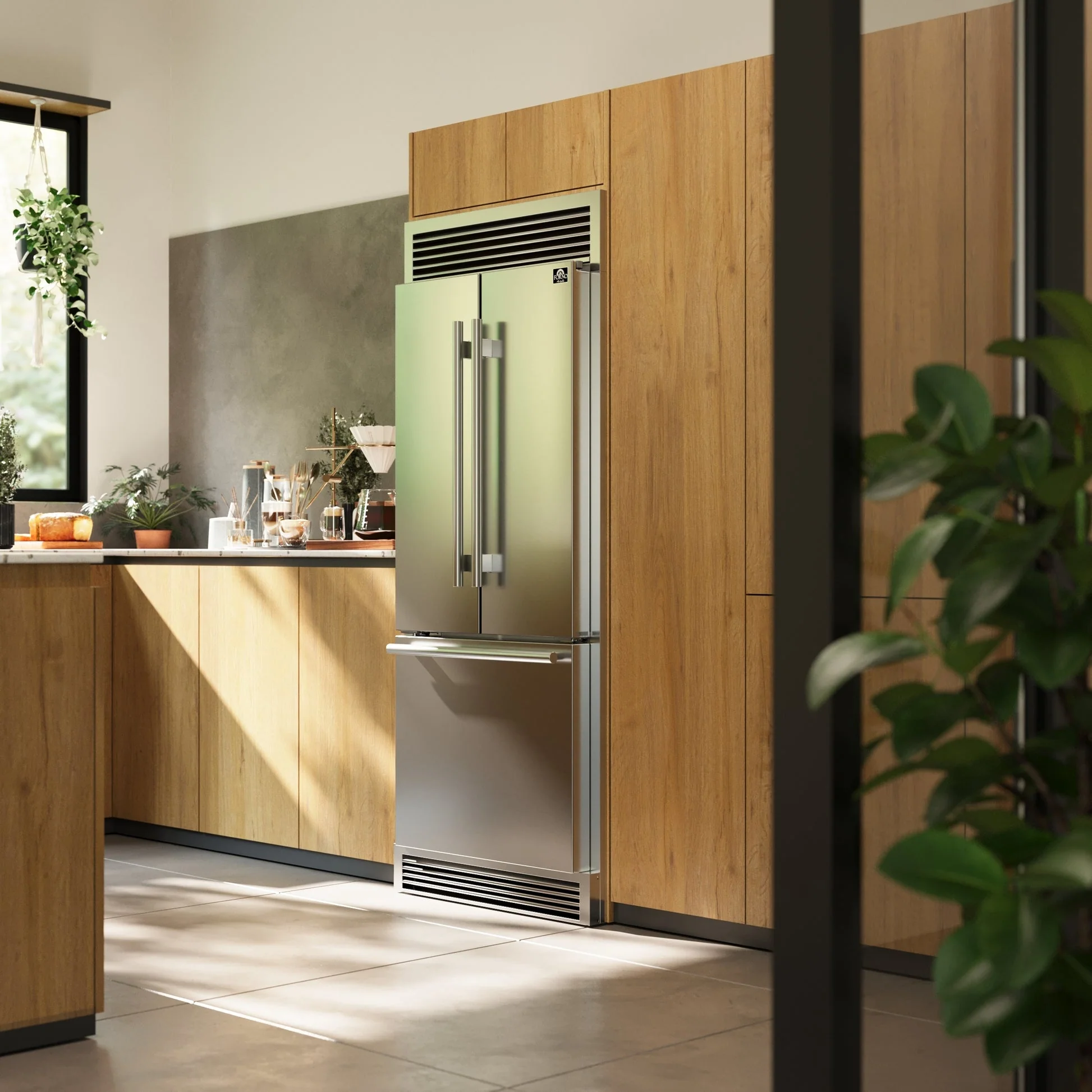 Forno Gallipoli 30" French Door Refrigerator – 17.5 cu.ft, Decorative Grill, Stainless Steel & No Frost Technology - Image 2