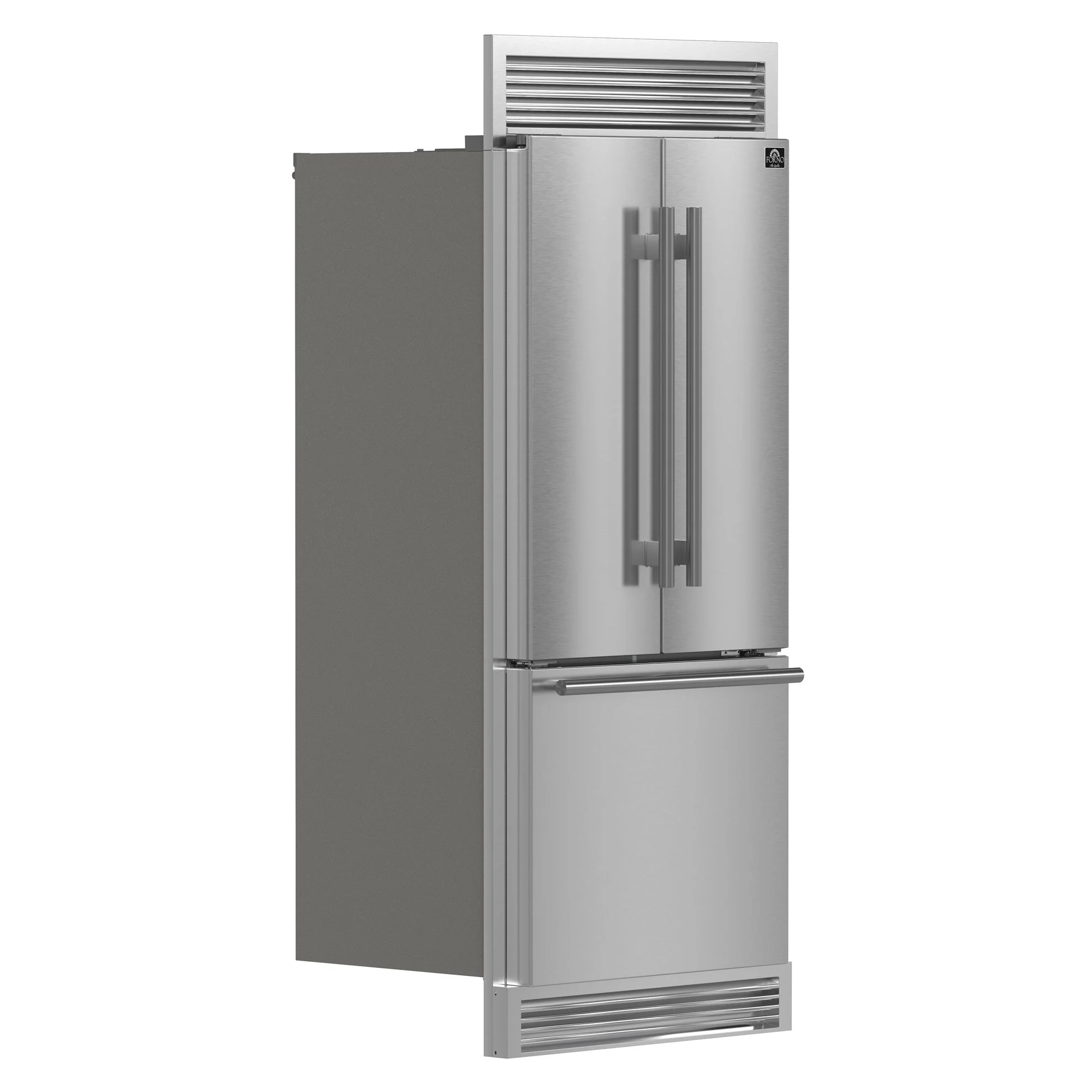 Forno Gallipoli 30" French Door Refrigerator – 17.5 cu.ft, Decorative Grill, Stainless Steel & No Frost Technology - Image 3