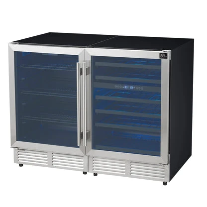 Forno Gemello 48 Inch Side-by-Side Wine and Beverage Cooler in Stainless Steel, French Door, 9.6 cu. ft. - Image 2