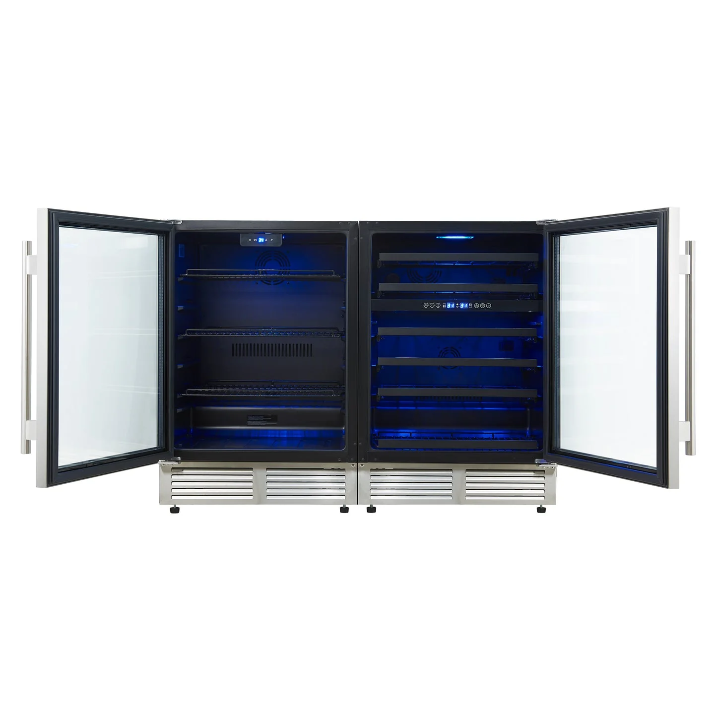 Forno Gemello 48 Inch Side-by-Side Wine and Beverage Cooler in Stainless Steel, French Door, 9.6 cu. ft. - Image 3