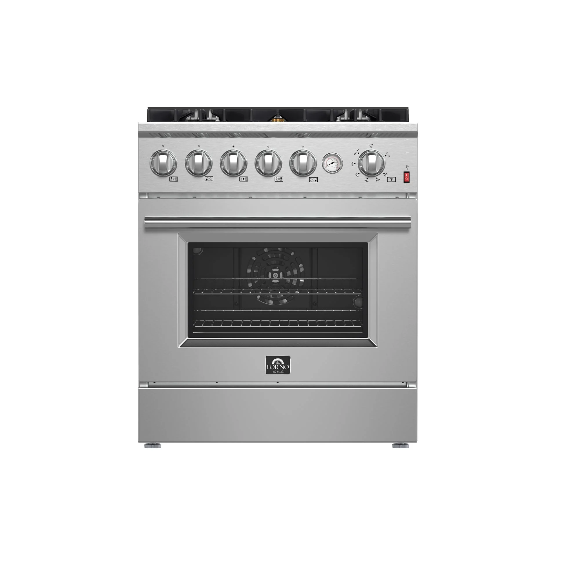 Forno Giovanni 30-inch Gas Range Stainless Steel, 5 Burners 67,000 BTU, 4.32 cu.ft. Convection Oven