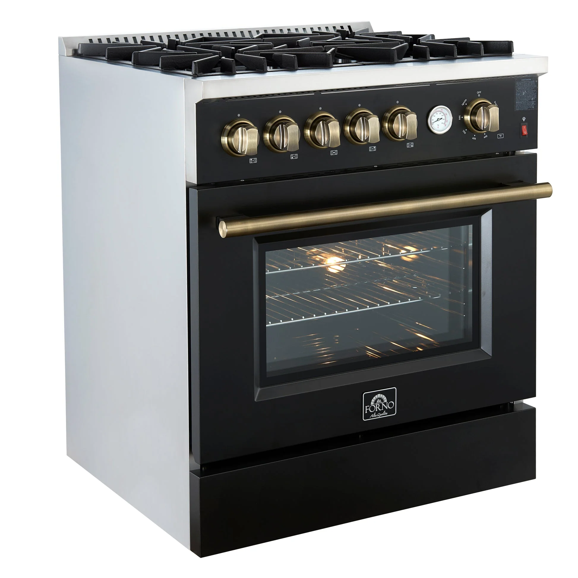 Forno Giovanni 30-inch Gas Range with Antique Brass Design, 5 Burners 67,000 BTU, 4.32 cu.ft. Convection Oven - Image 3
